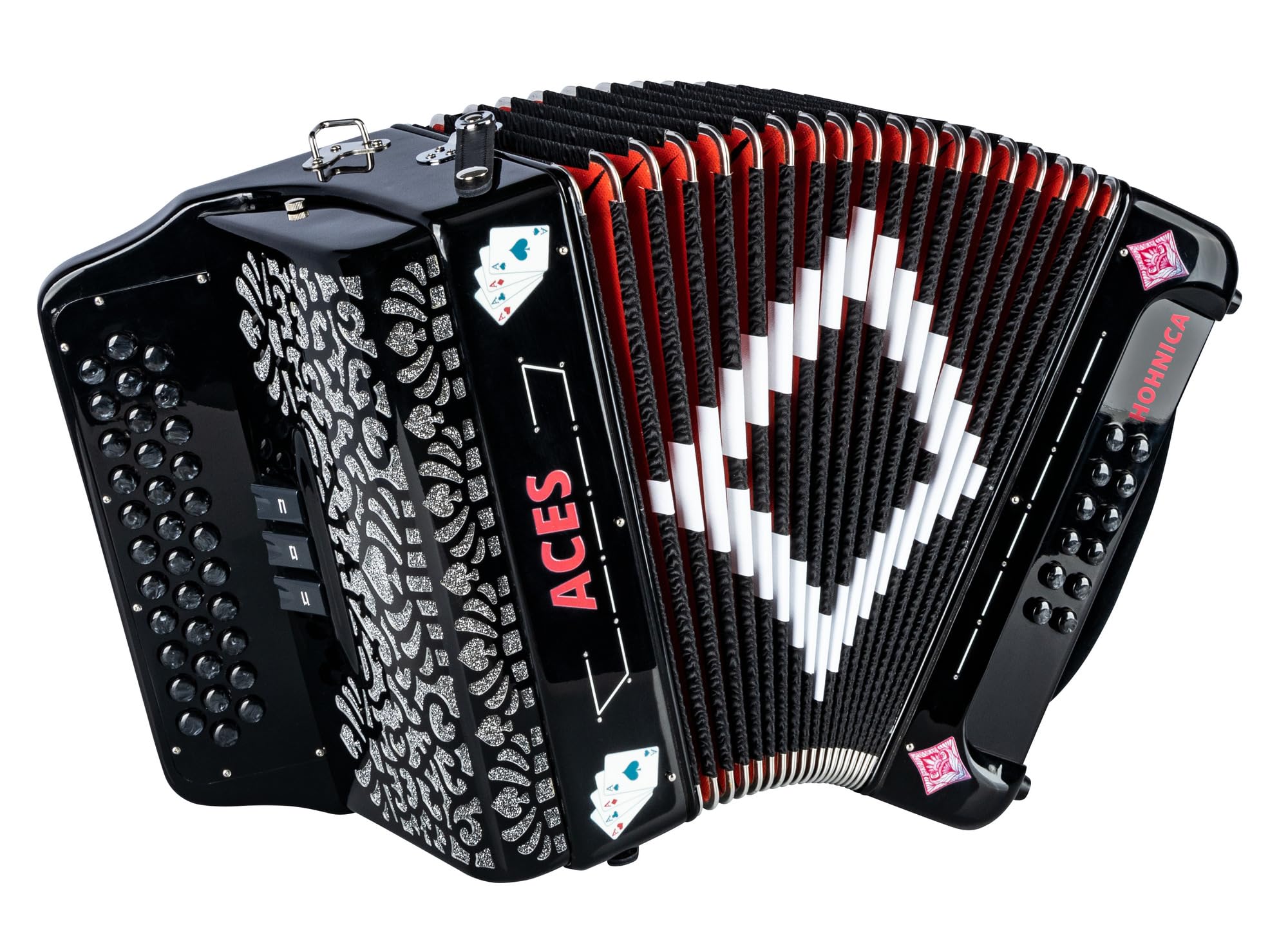 Hohner ACES II 34-Button Accordion with 3 Registers, Black, FBbEb