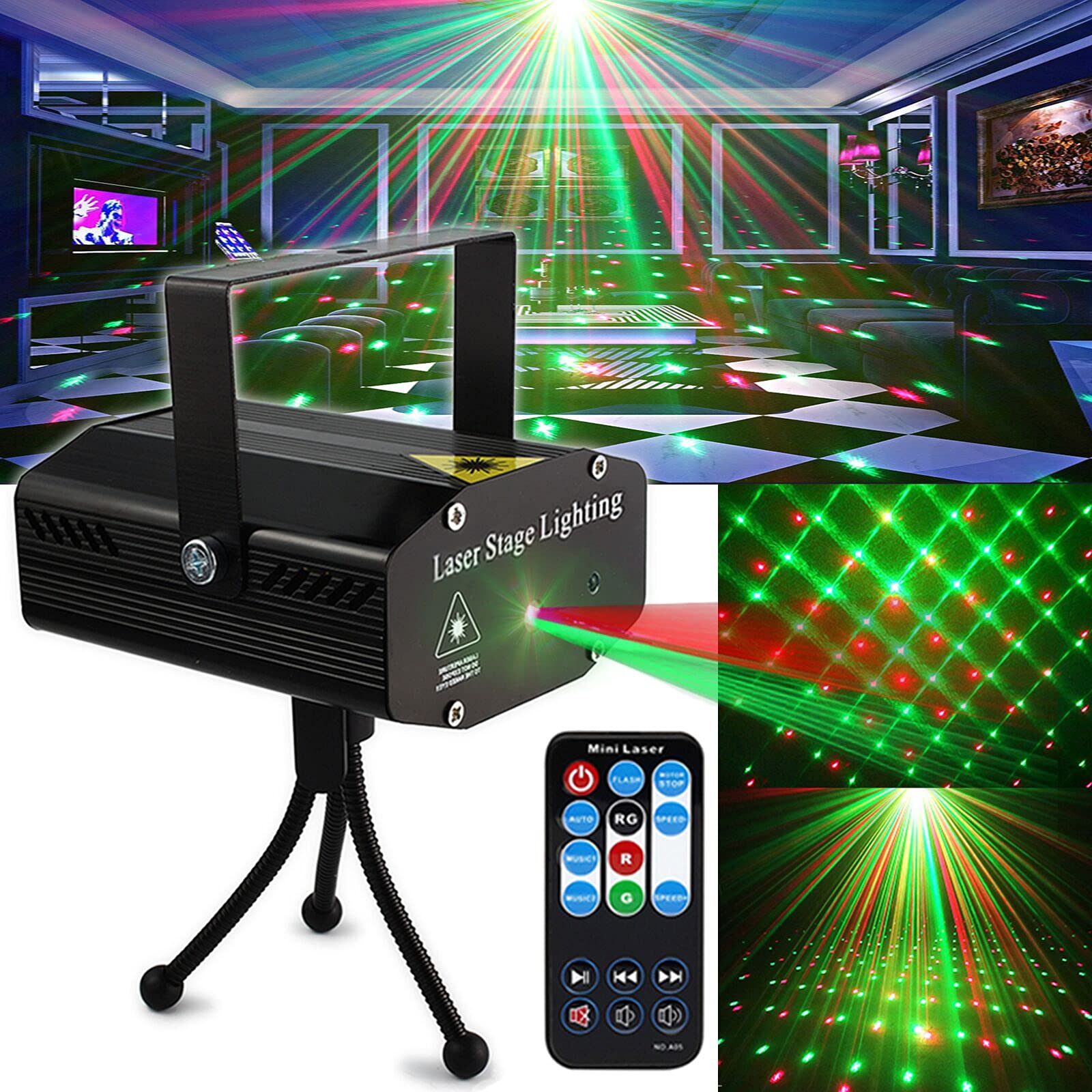 Party Lights,Disco Dj Lights Strobe Light Rave Stage Light Projector Effect Club Light Sound Activated With Remote Control For P