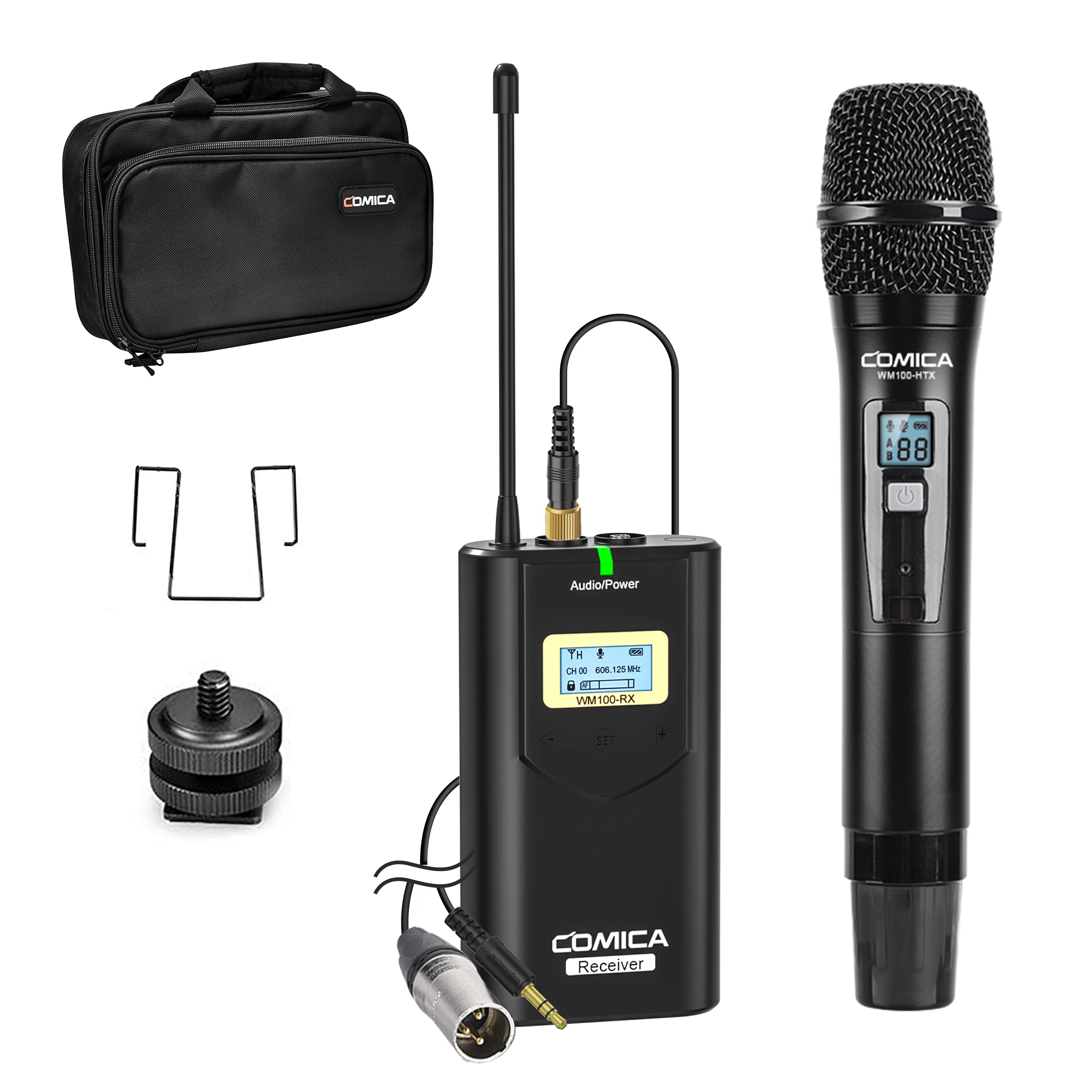 Comica CVM-WM100 H UHF 48-Channel Professional Wireless Handhled Microphone System for Canon Nikon Sony Panasonic Fuji DSLR Came