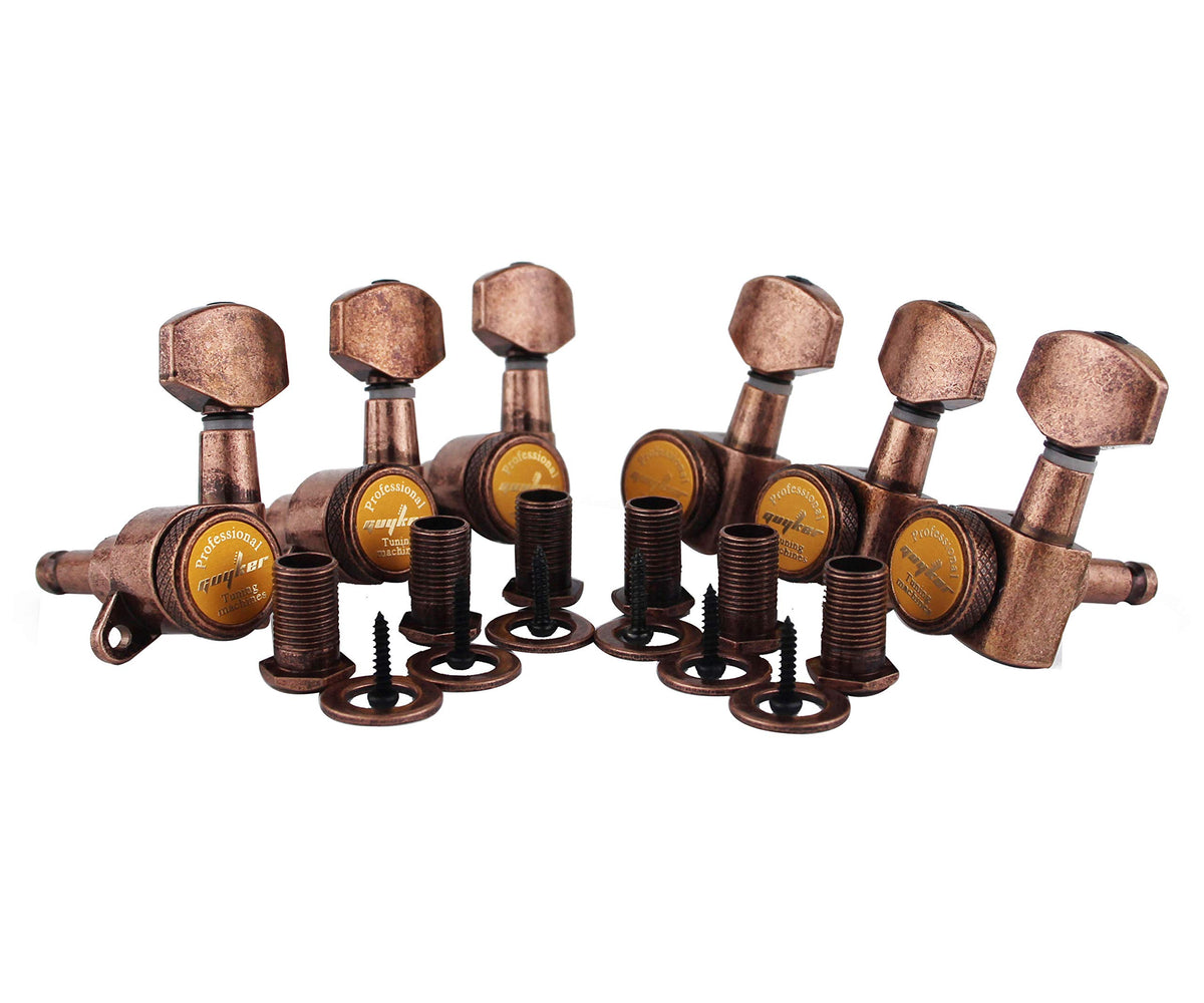 Guyker Guitar Locking Tuners (6 For Left) - 1:18 Lock String Tuning Key Pegs Machine Head Replacement For St Tl Sg Lp Style Elec