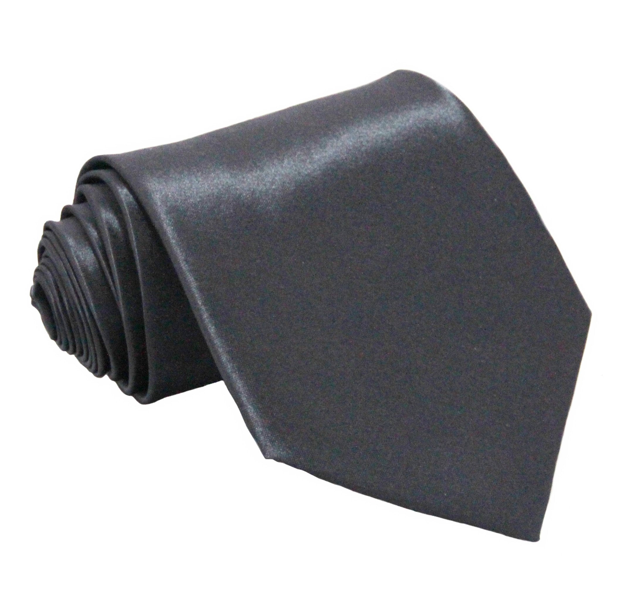 Soophen New Mens Necktie Solid Satin Neck Tie Dark Gary