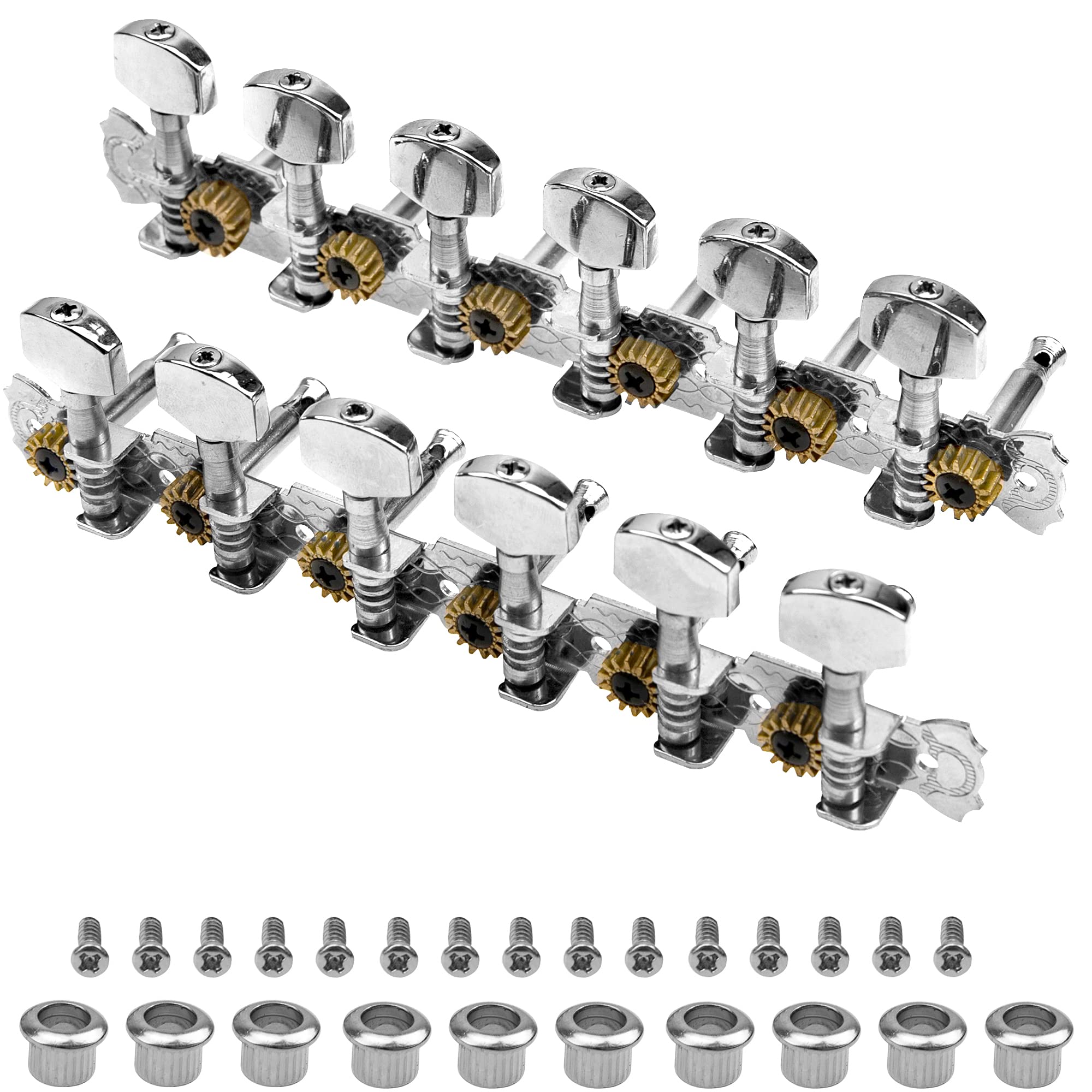 Yootones 12 String Guitar Metal Tuning Pegs Machine Heads Tuning Keys 6R6L Tuners 1:14 Compatible With 12 String Acoustic Guitar