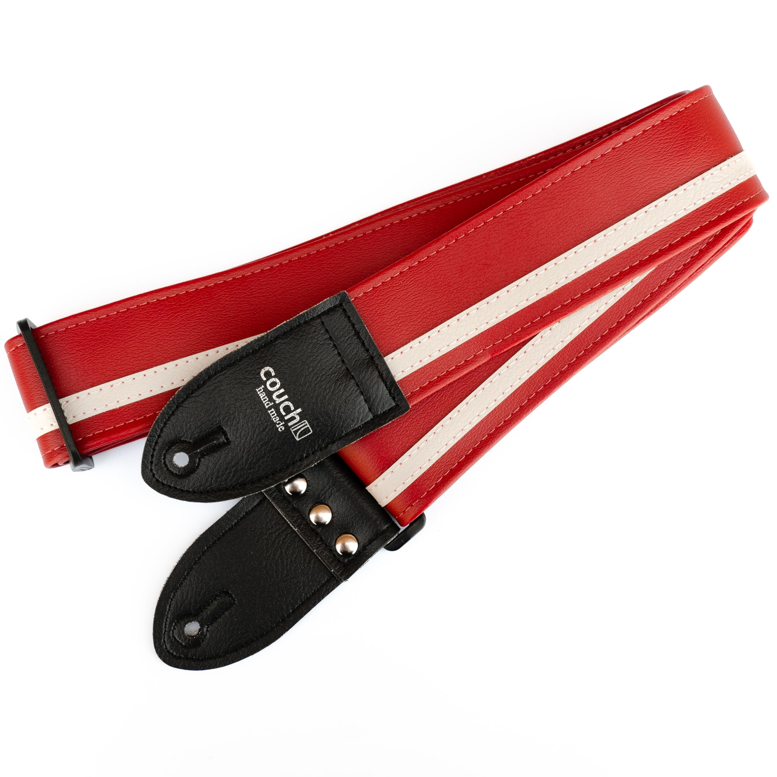 RACER X GUITAR STRAP Made in USA by Couch Guitar Straps (RED & WHITE)