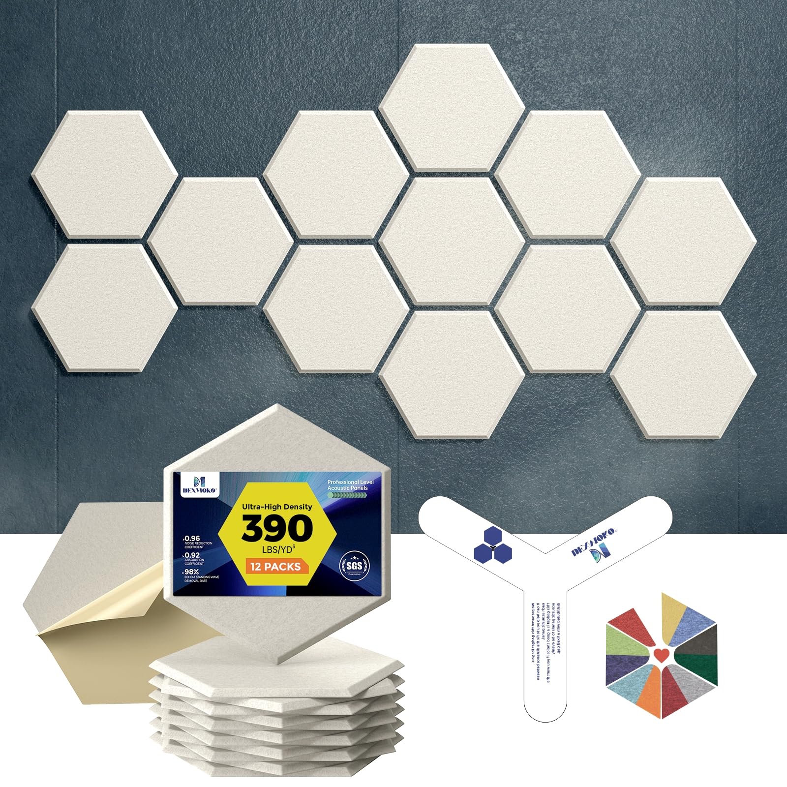 Dexmoko Pro-Level Self Adhesive Acoustic Panels,2Nd Generation Sound Absorbing Panel,Soundproof Wall Panels,Sound Dampening Pane