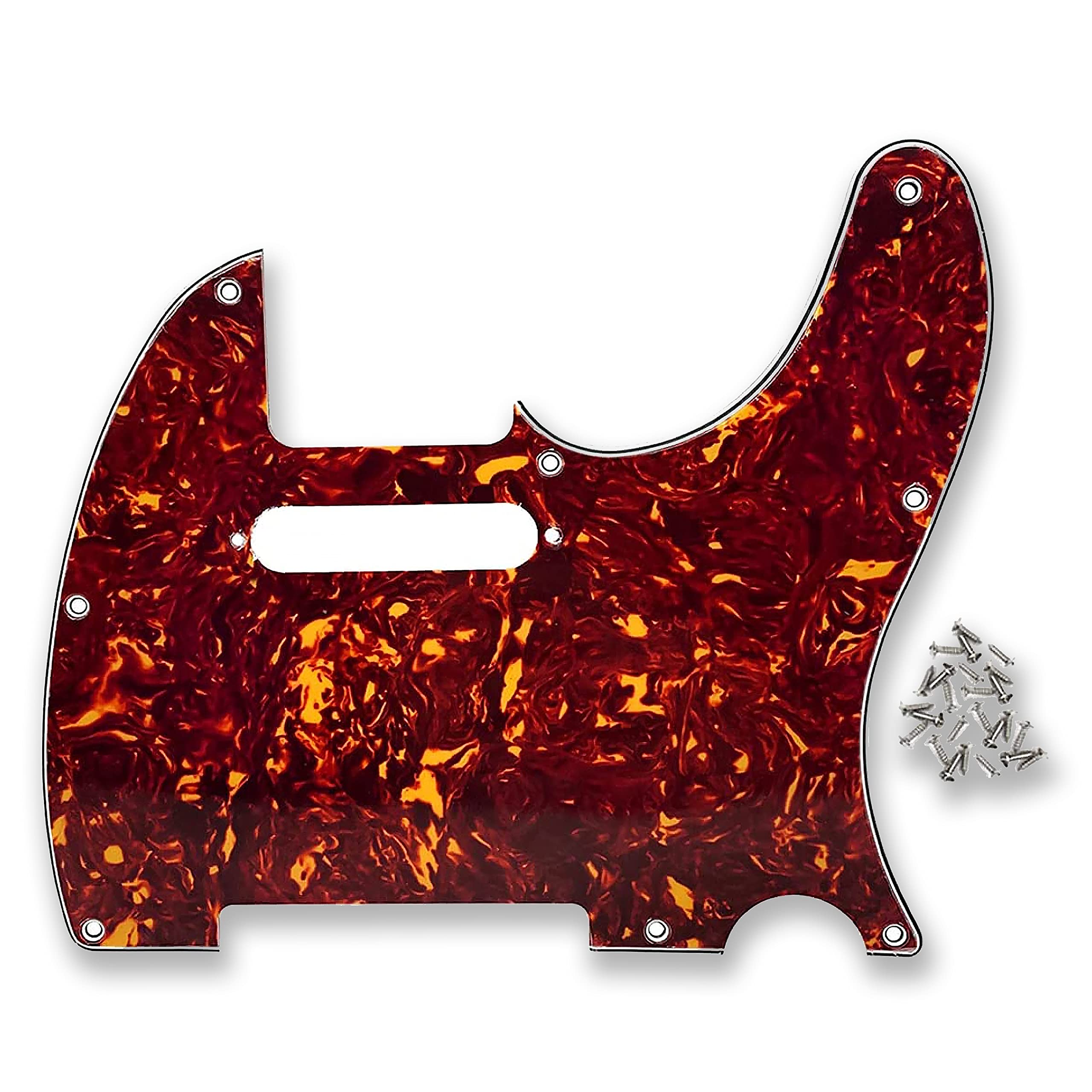 Bexgears 8 Hole Electric Guitar Pickguard For Tl Style Guitar Parts (4Ply Brown Tortoise Shell)