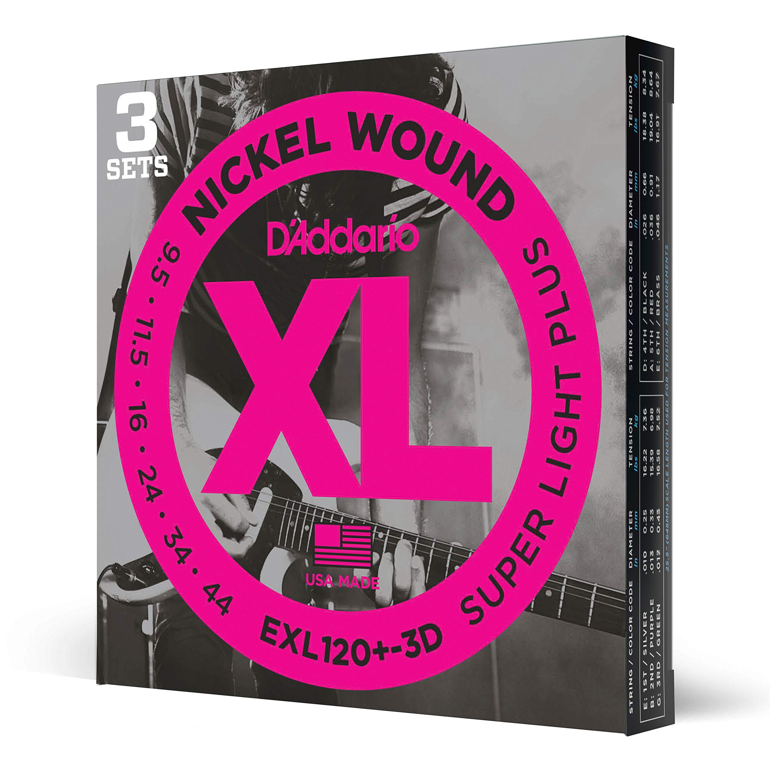 D'Addario Guitar Strings - Xl Nickel Electric Guitar Strings - Exl120+-3D - Perfect Intonation, Consistent Feel, Reliable Durabi