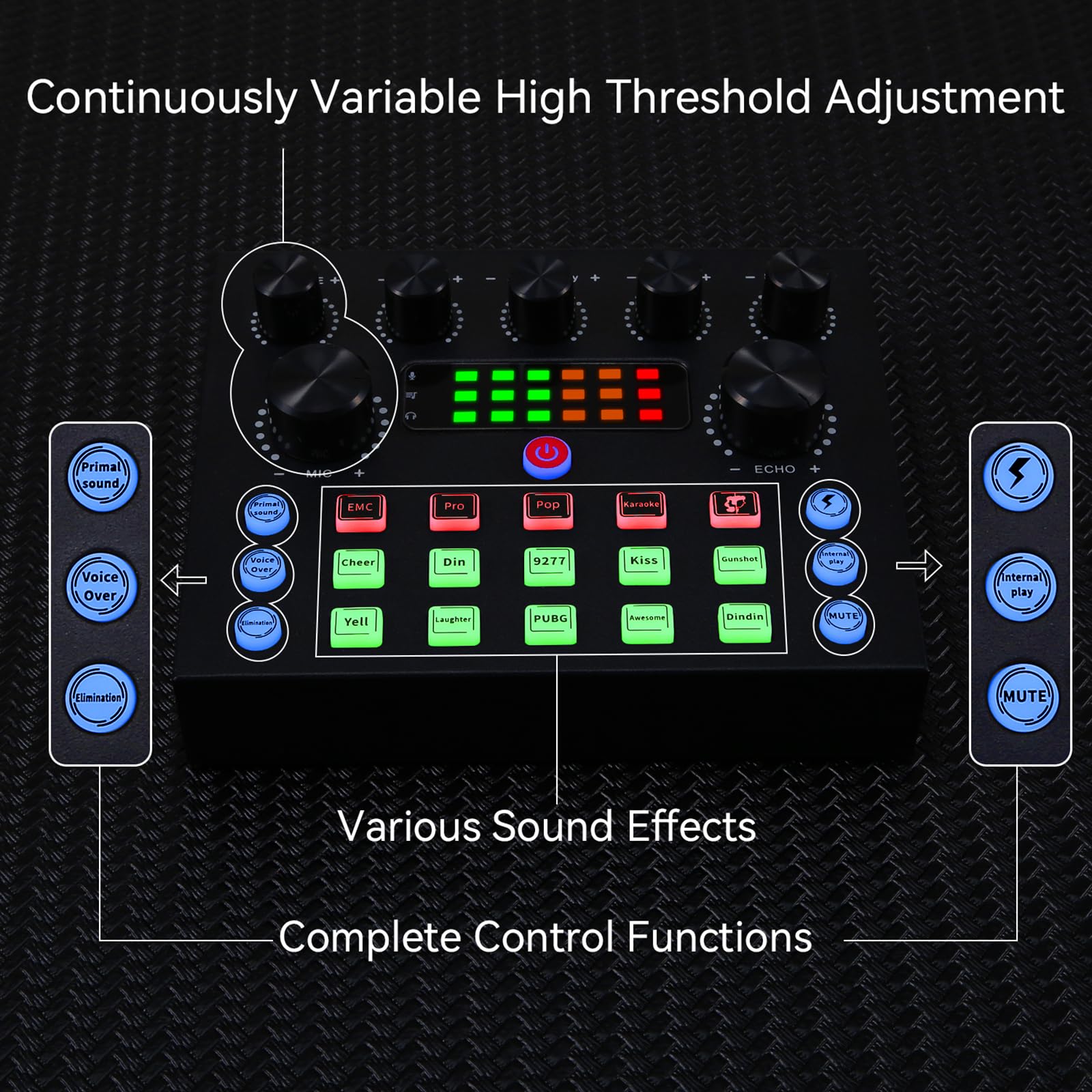 koitmy Audio Mixer Small Potable Dj Live Sound Board Dual Channel DSP Bluetooth Accompaniment for PC Phone Gaming Karaoke Studio