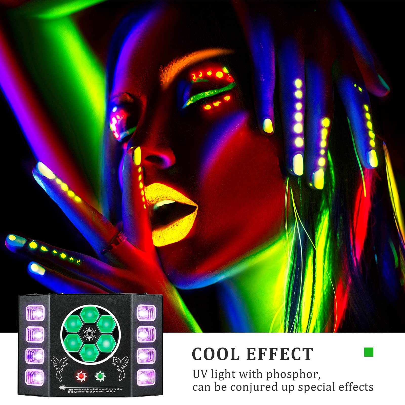 UV Dj Lights 100W Bee Eye Strobe Stage Light Disco Light with Beam Pattern Strobe Effect, DMX Control for Stage Wedding Bar Kara