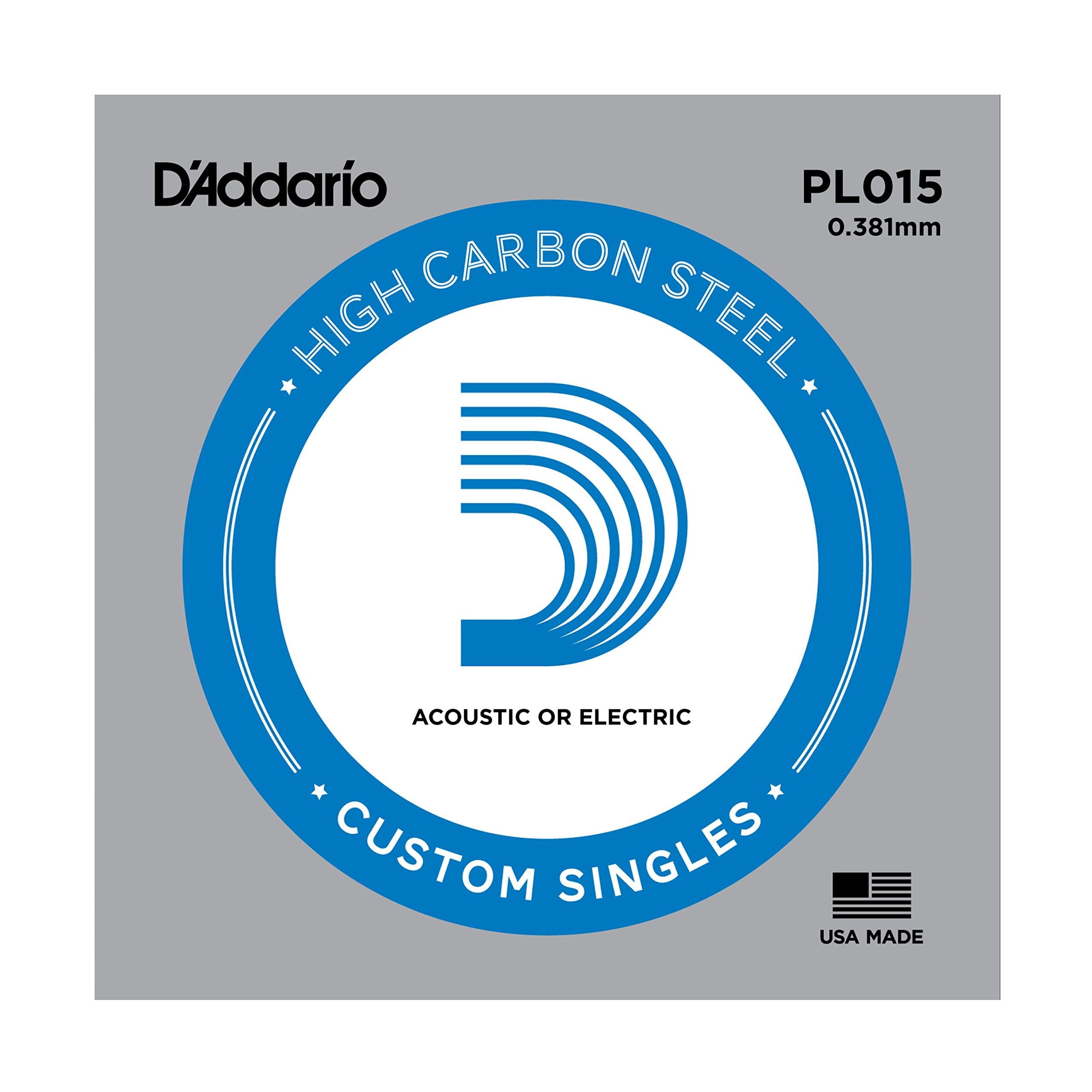 DAddario PL015 Plain Steel Guitar Single String, .015