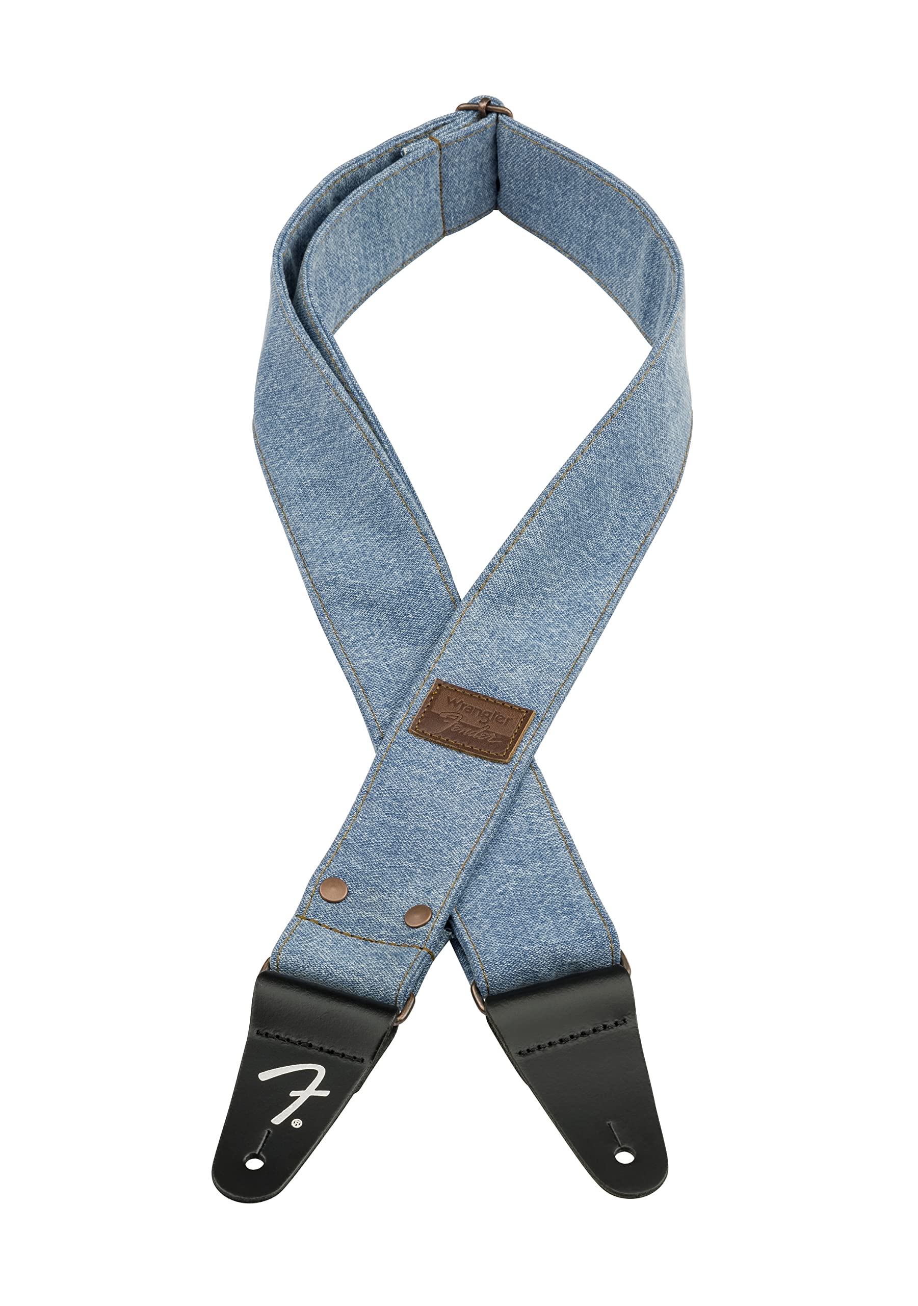 Fender X Wrangler Riveted Denim Strap, Guitar Accessories, Light Indigo, Medium