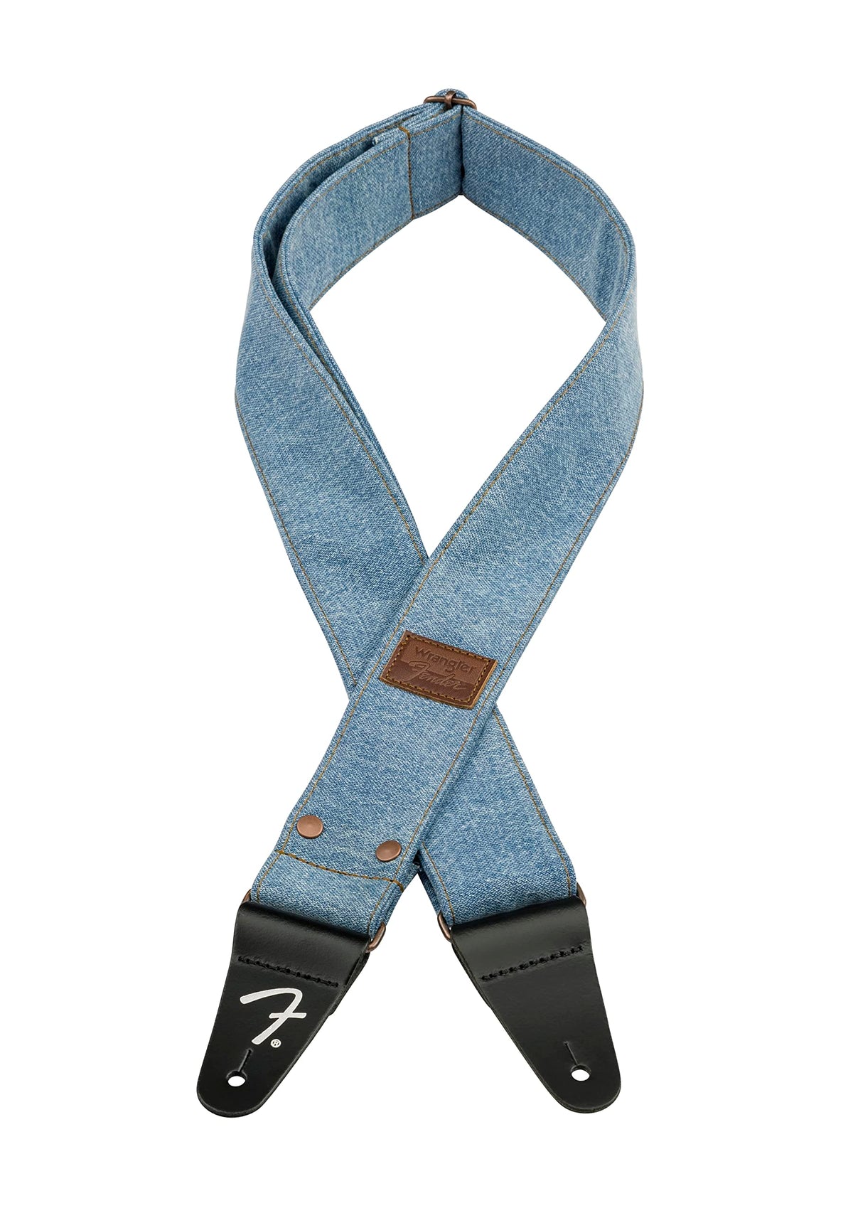 Fender X Wrangler Riveted Denim Strap, Guitar Accessories, Light Indigo, Medium