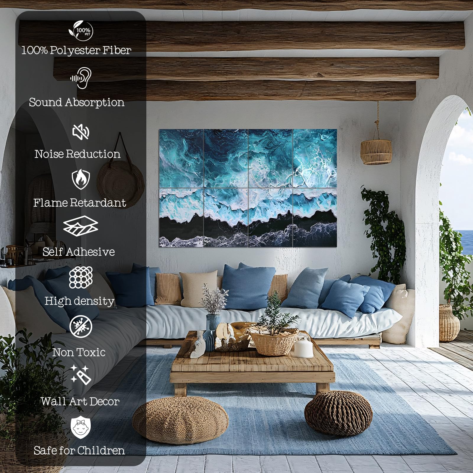 8 Pack Acoustic Panels, Soundproof Wall Panels, 48X32Inches Sound Proof Panels for Walls, Sound Absorbing Wall Art Decorative, S