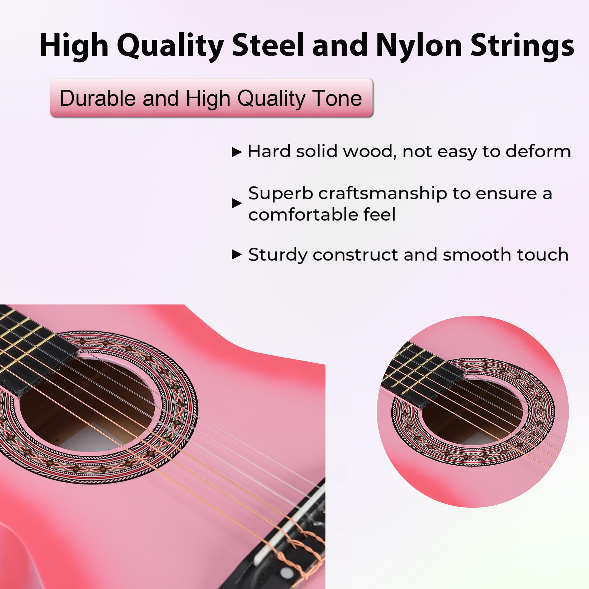 ADM Beginner Acoustic Classical Guitar 36 Inch Nylon Strings Wooden Guitar Bundle Kit for Kid Boy Girl Student Youth Guitarra On