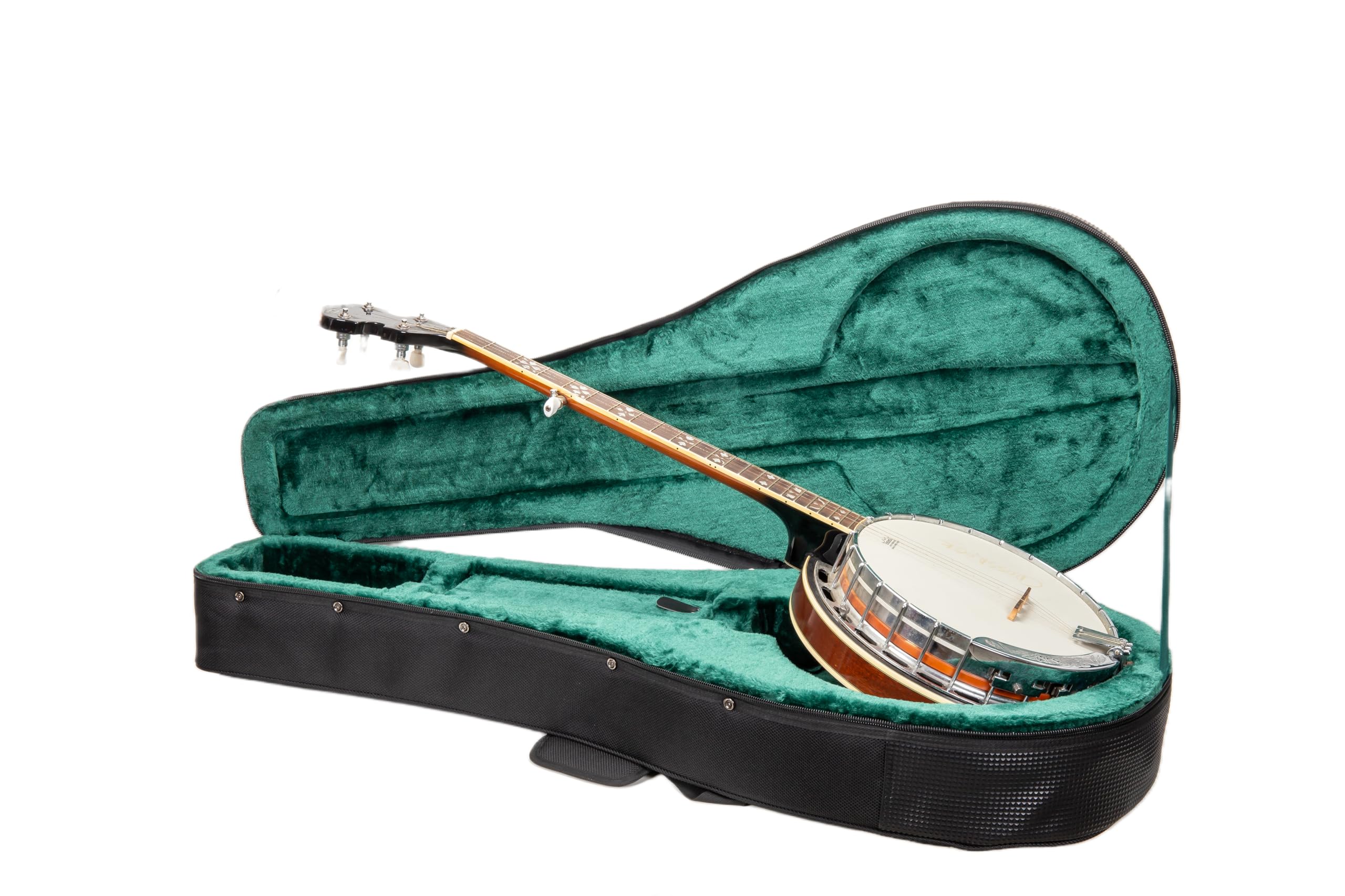 Crossrock 5-String Banjo Foam Case | Lightweight Black Gig Bag for Resonator Banjos with Plush Interior & Storage (CRP300BJBK)