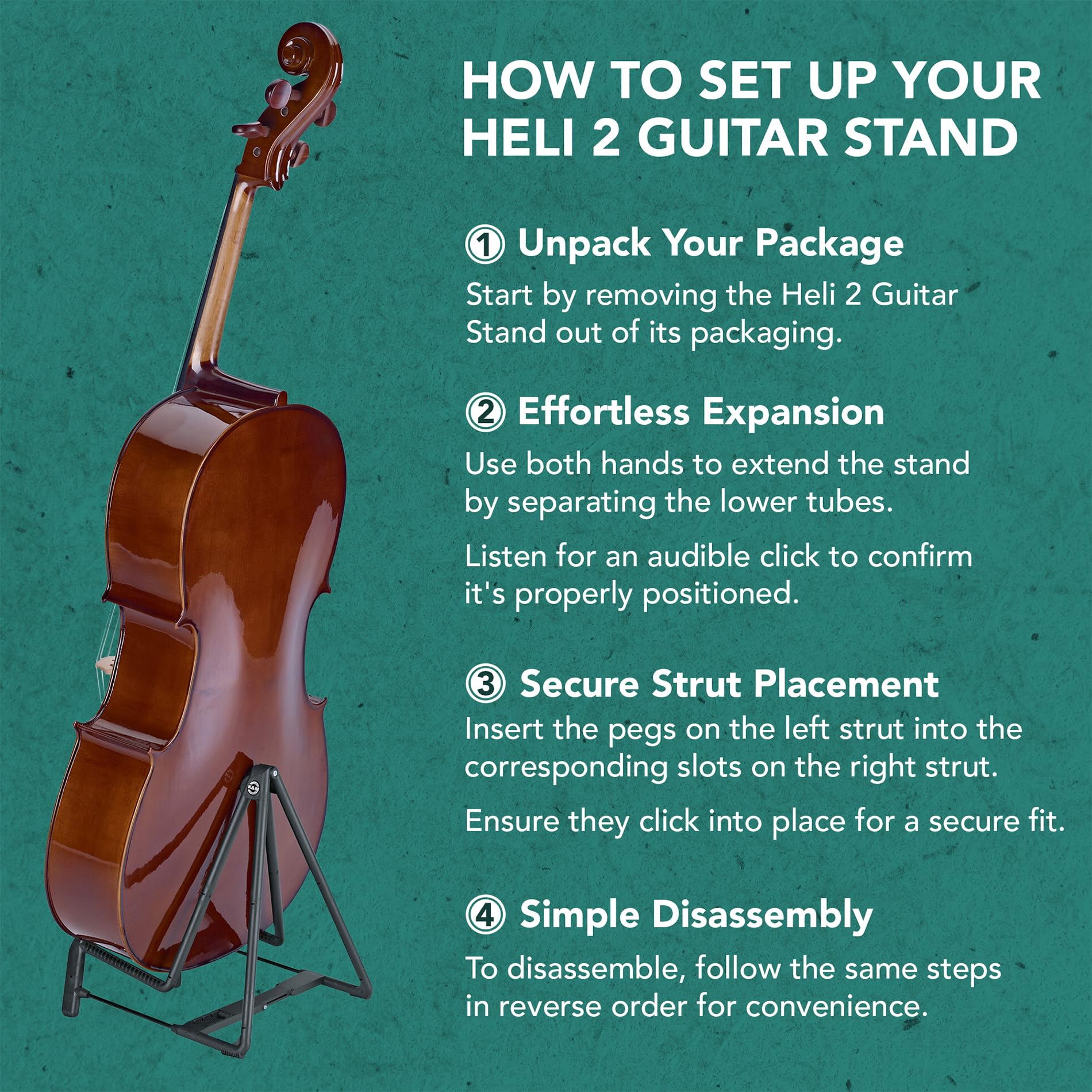 K&M - Knig & Meyer 17580.014.55 - Heli 2 Guitar Stand - Folding A-Frame for Acoustic Guitars - Adjustable and Collapsible - Stur