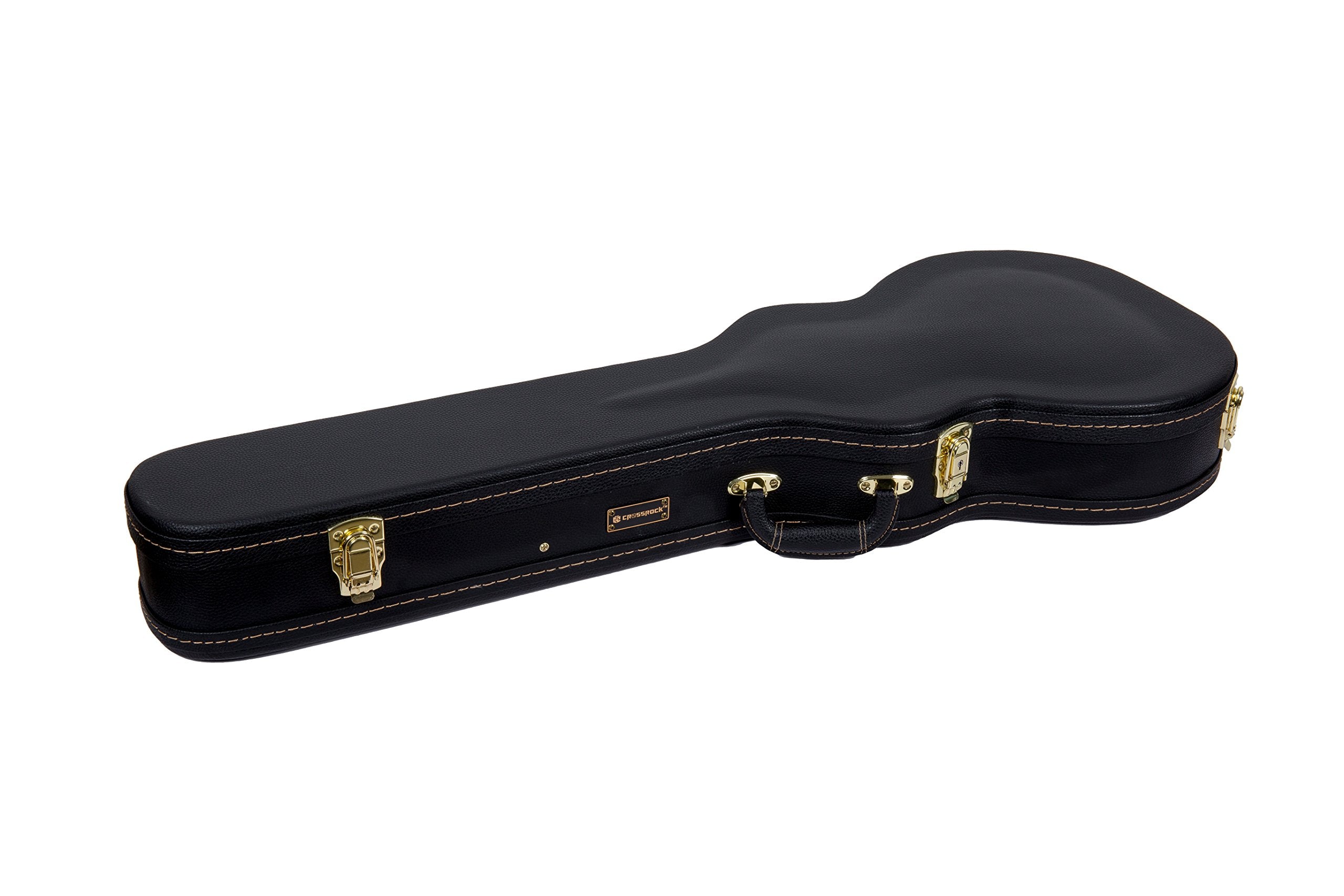 Crossrock Hardshell Arch Top Wood Case fits Les Paul Electric Guitars-Black(CRW620LBK)