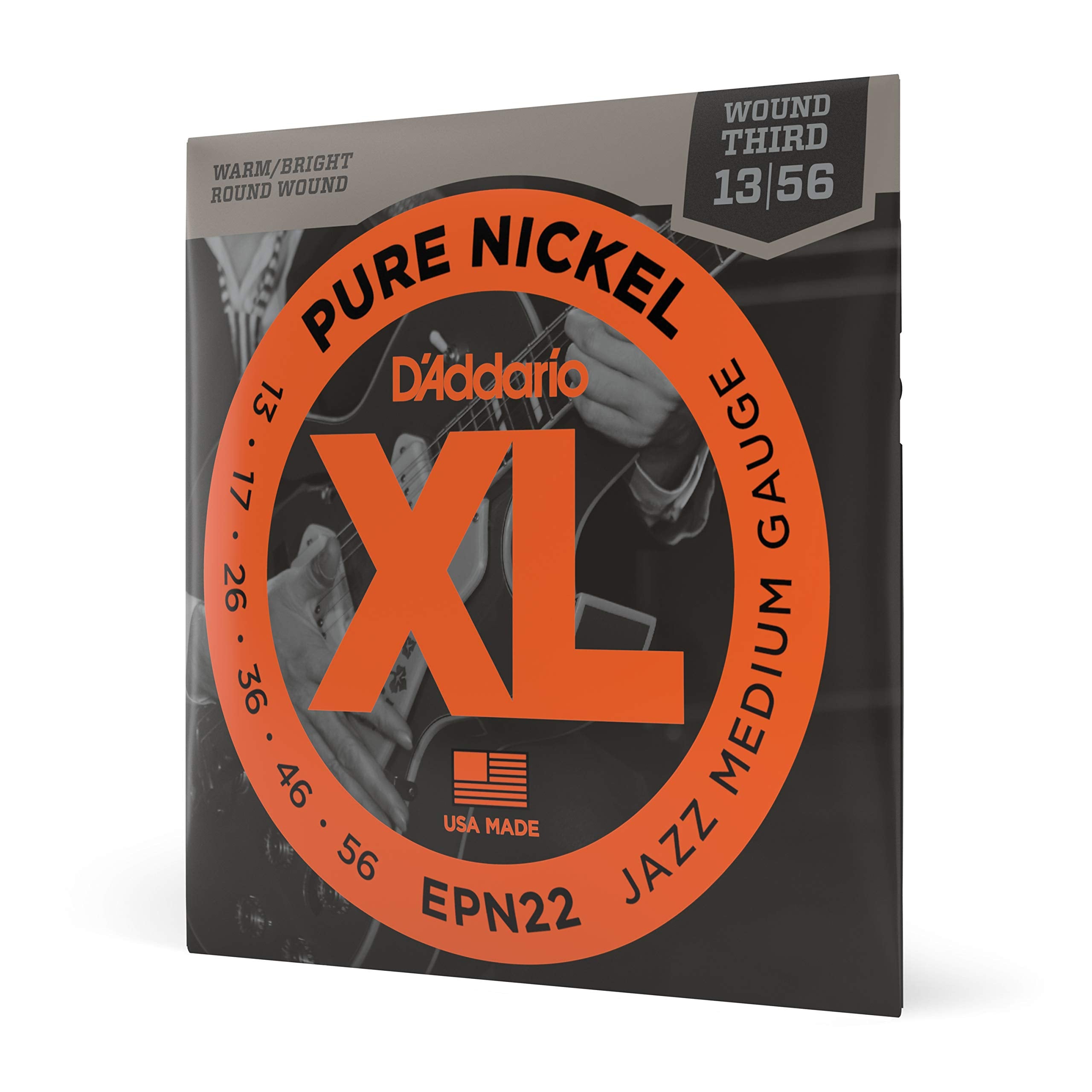 D'Addario Guitar Strings - Xl Pure Nickel Electric Guitar Strings - Round Wound - Warm, Bright, Vintage Sound - Epn22 - Jazz Med