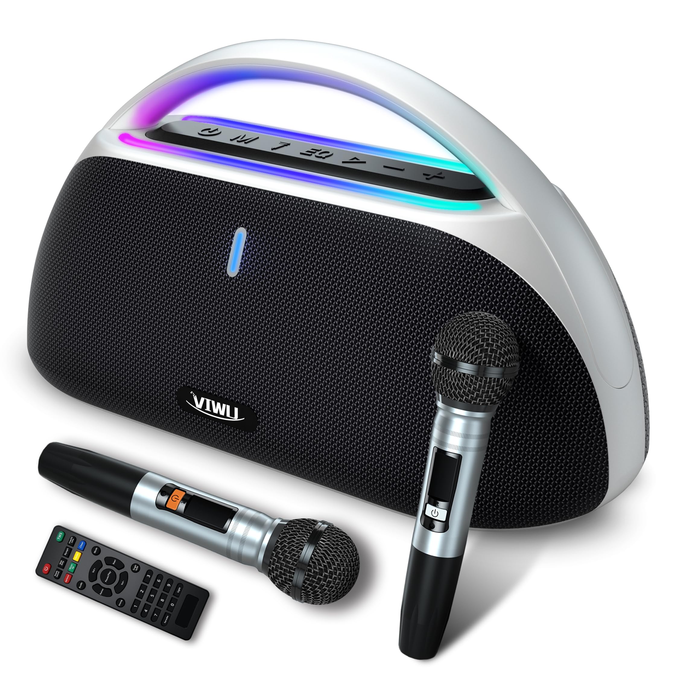 VIWU Karaoke Machine for Adults, 100W Portable Bluetooth 5.3 Party Speaker with 2 Wireless Microphones, PA System with IPX5 Wate