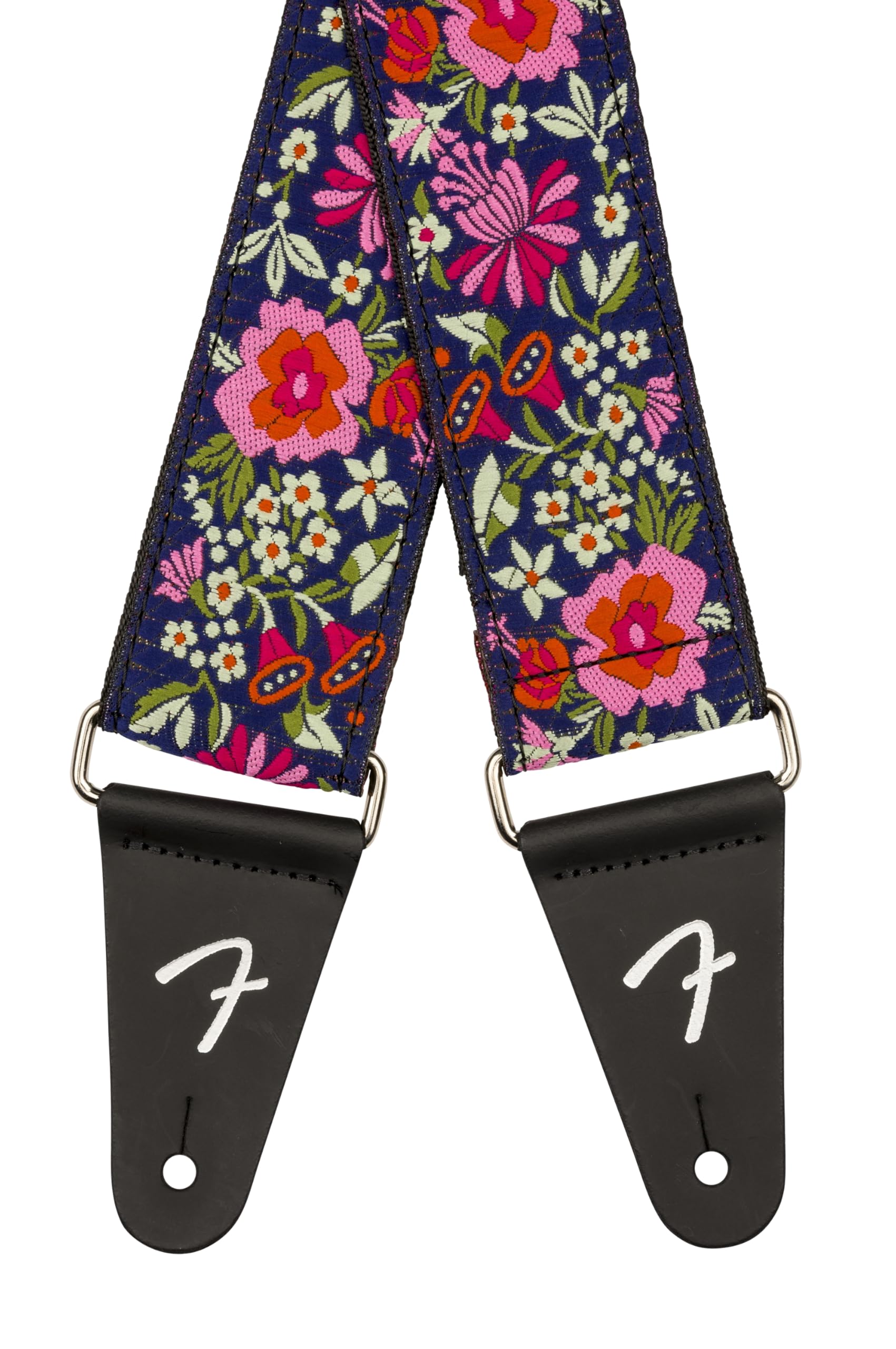 Fender Mosaic Jacquard Guitar Strap, Adjustable from 31.5-55'', Leather Ends, Blue