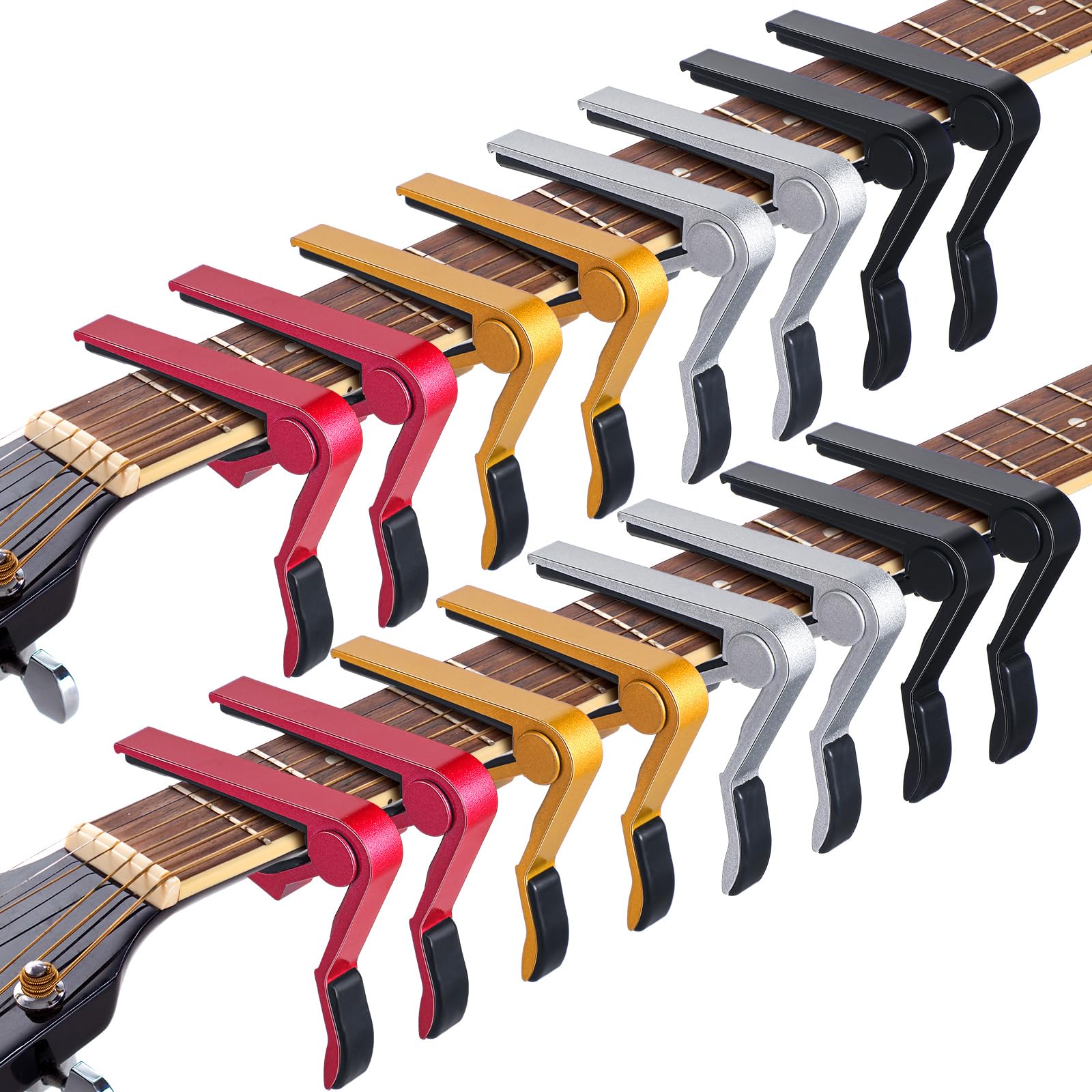 Yeshone 16 Pcs Guitar Clamp Capo Aluminum Metal Universal Electric Guitar Capo Clamp for Various Types Lightweight String Instru