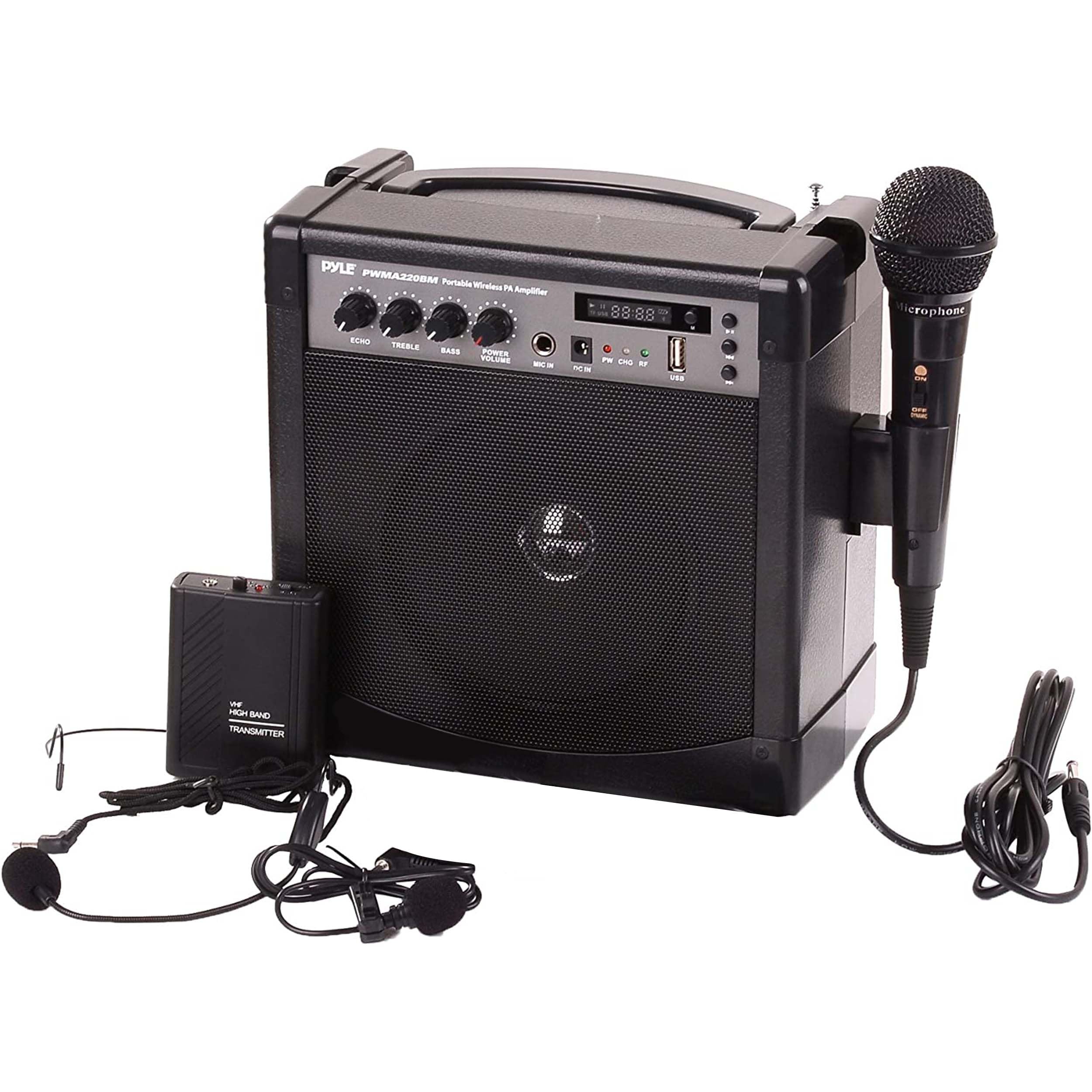 Pyle Portable Outdoor PA Speaker Amplifier and Microphone System with Bluetooth Wireless Streaming, Rechargeable Battery, Belt P