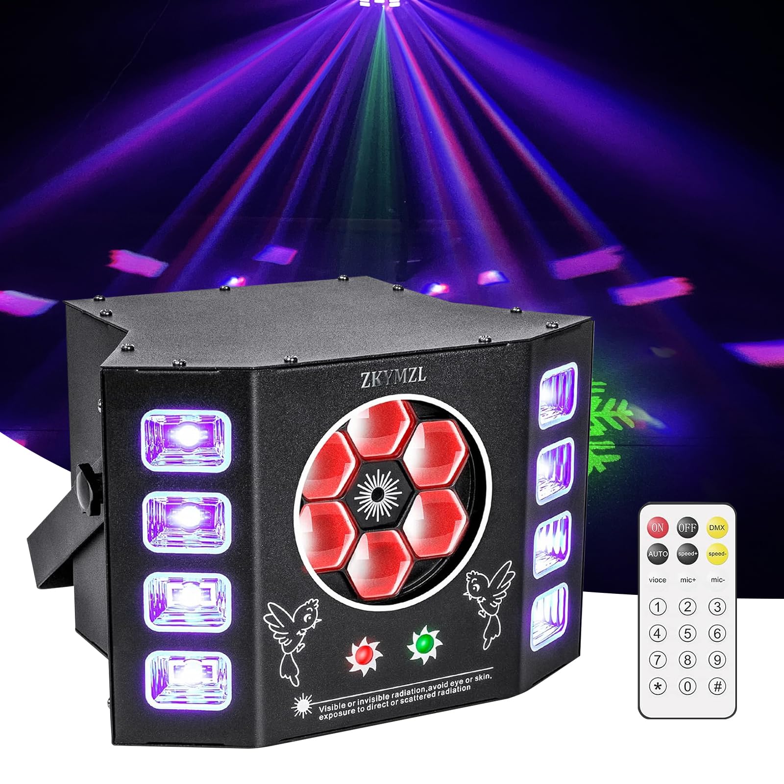 UV Dj Lights 100W Bee Eye Strobe Stage Lighting Disco Light with Beam Pattern Strobe Effect, Remote and DMX512 Control for Stage