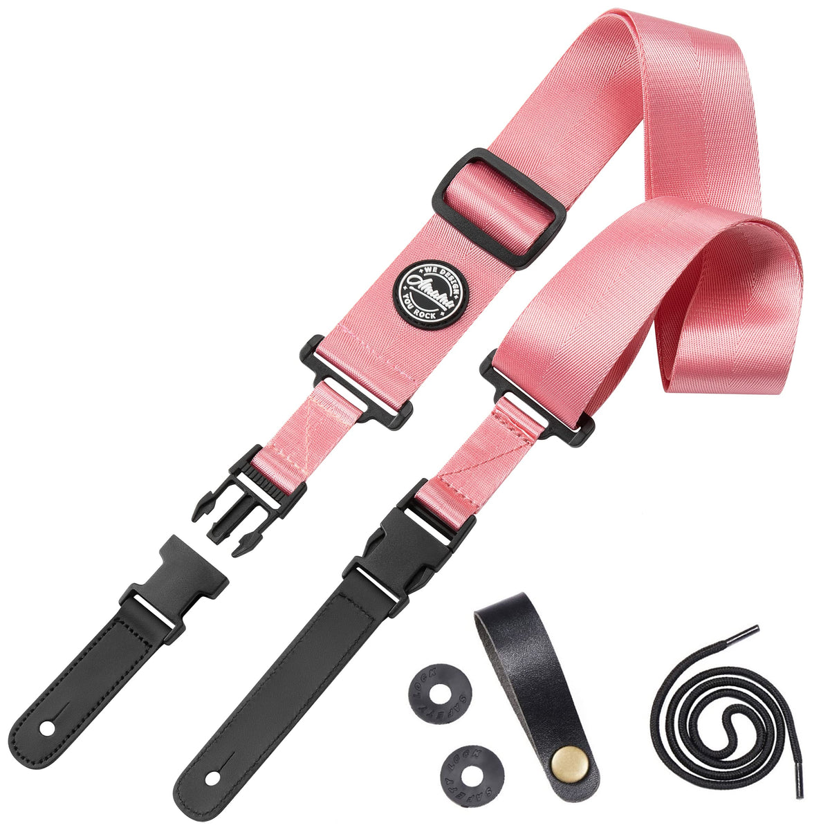 Amumu Nylon Seatbelt Guitar Strap With Clip Buckle For Acoustic, Electric, Bass Guitar Come With Strap Blocks & Headstock Tie -