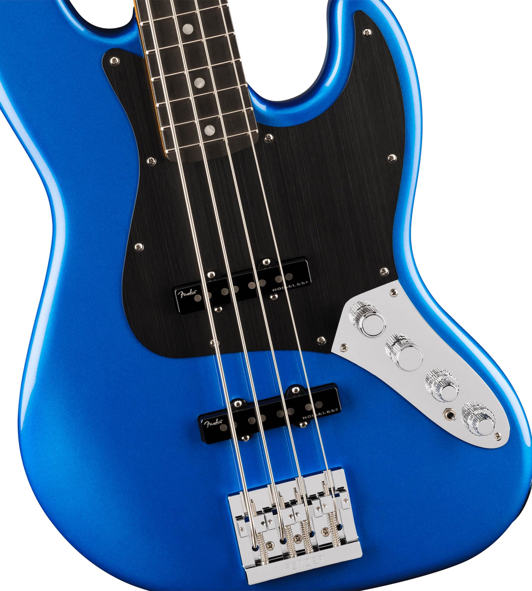Fender American Ultra II Jazz Bass - Noble Blue Bundle with Case, Strap, Cable, Hat, and Guitar Cleaning Kit