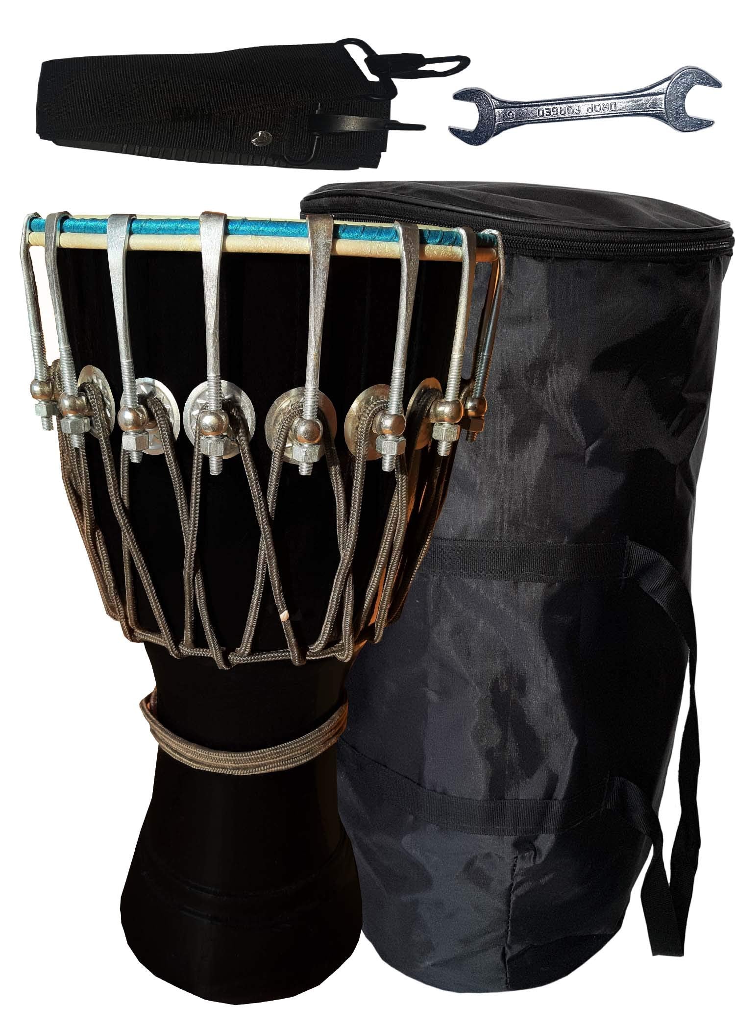 Gt Manufacturers Musical Instrument Free Style Rope And Bolt Djembe With Full Kit (Black)