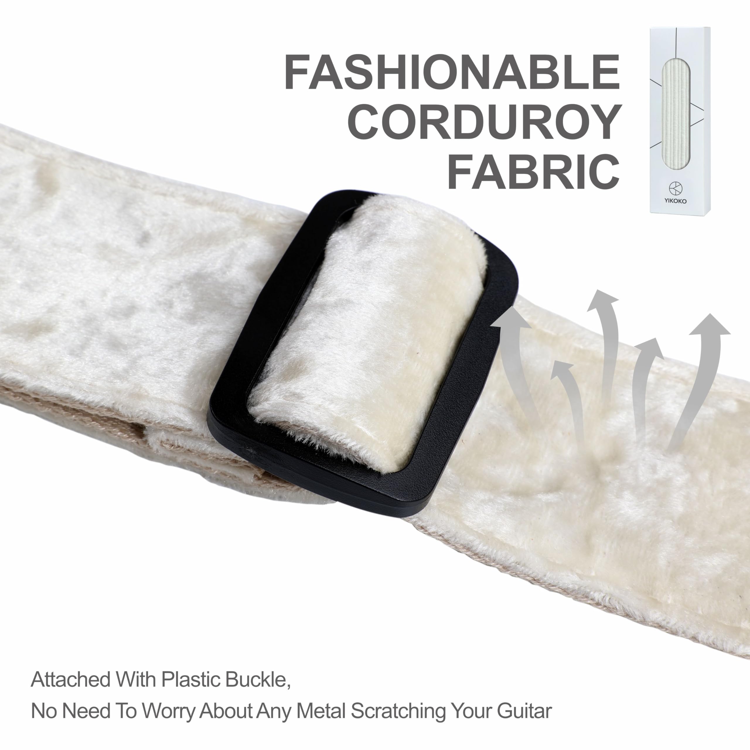 YIKOKO Guitar Strap 2 inch Velvet Guitar Straps with Full Grain Leather End, for Bass Electric and Acoustic Guitars, Free Strap