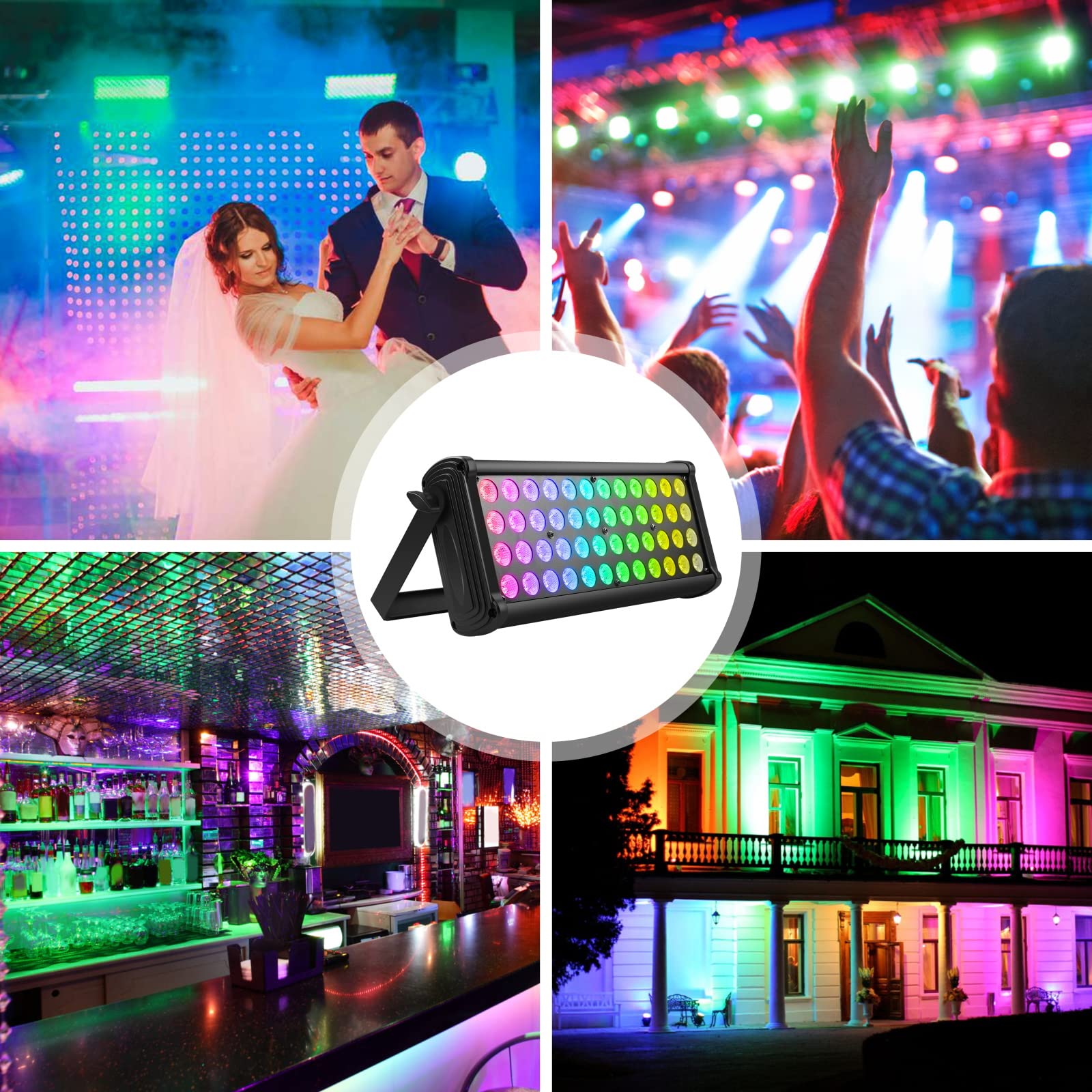 Stage Light Bar Wash Light 80W 48LEDs RGB Dj Lights Bar 2-8-12 DMX Control Auto Play Sound Activated Uplight Bar for Wedding Dis
