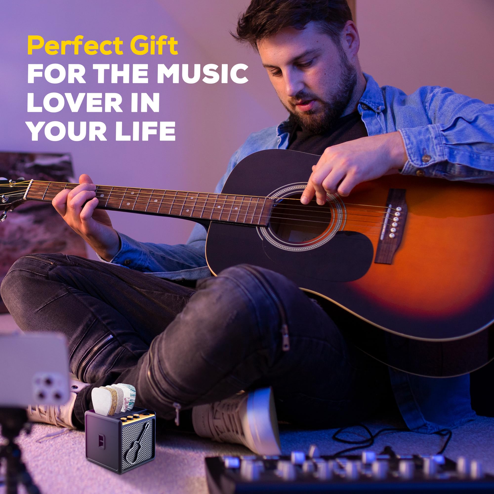 HOTCAN Guitar Pick Display Holder - Stylish Organizer for Music Enthusiasts and Musicians (Black)