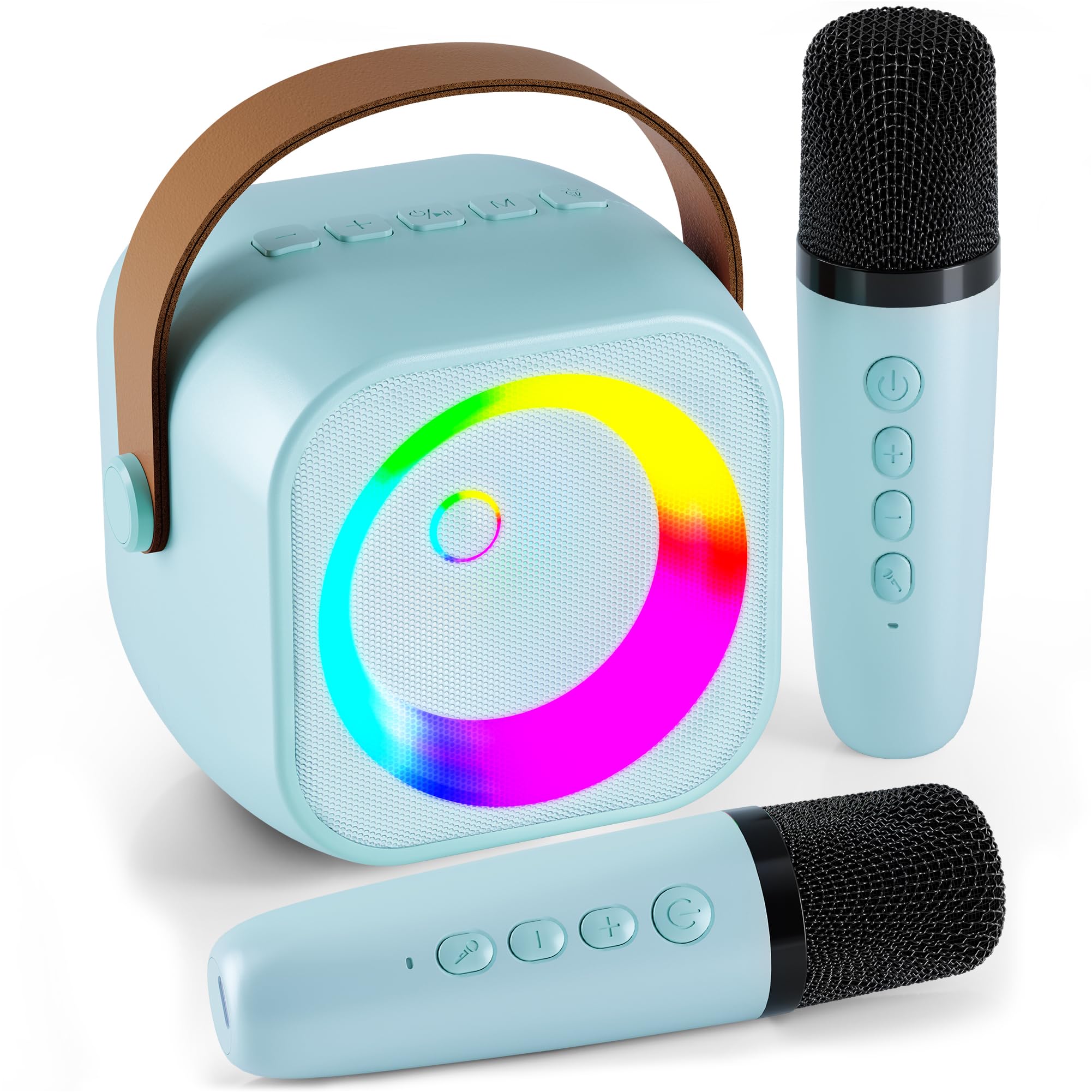 Karaoke Machine, Portable Bluetooth Speaker with 2 Wireless Microphones for Kids, Karaoke Toys Gifts Toys for Girls Boys Family 