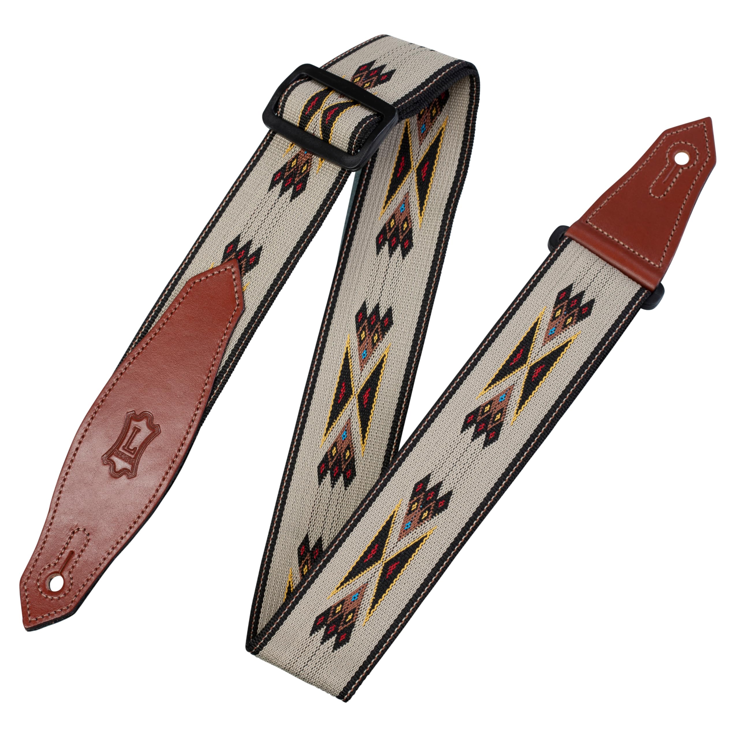 Levys Leathers Tribal Rhythms Series 2 Polypropylene Jacquard Weave Guitar Strap; Tan Arrow Design (MSSN80-TAN)