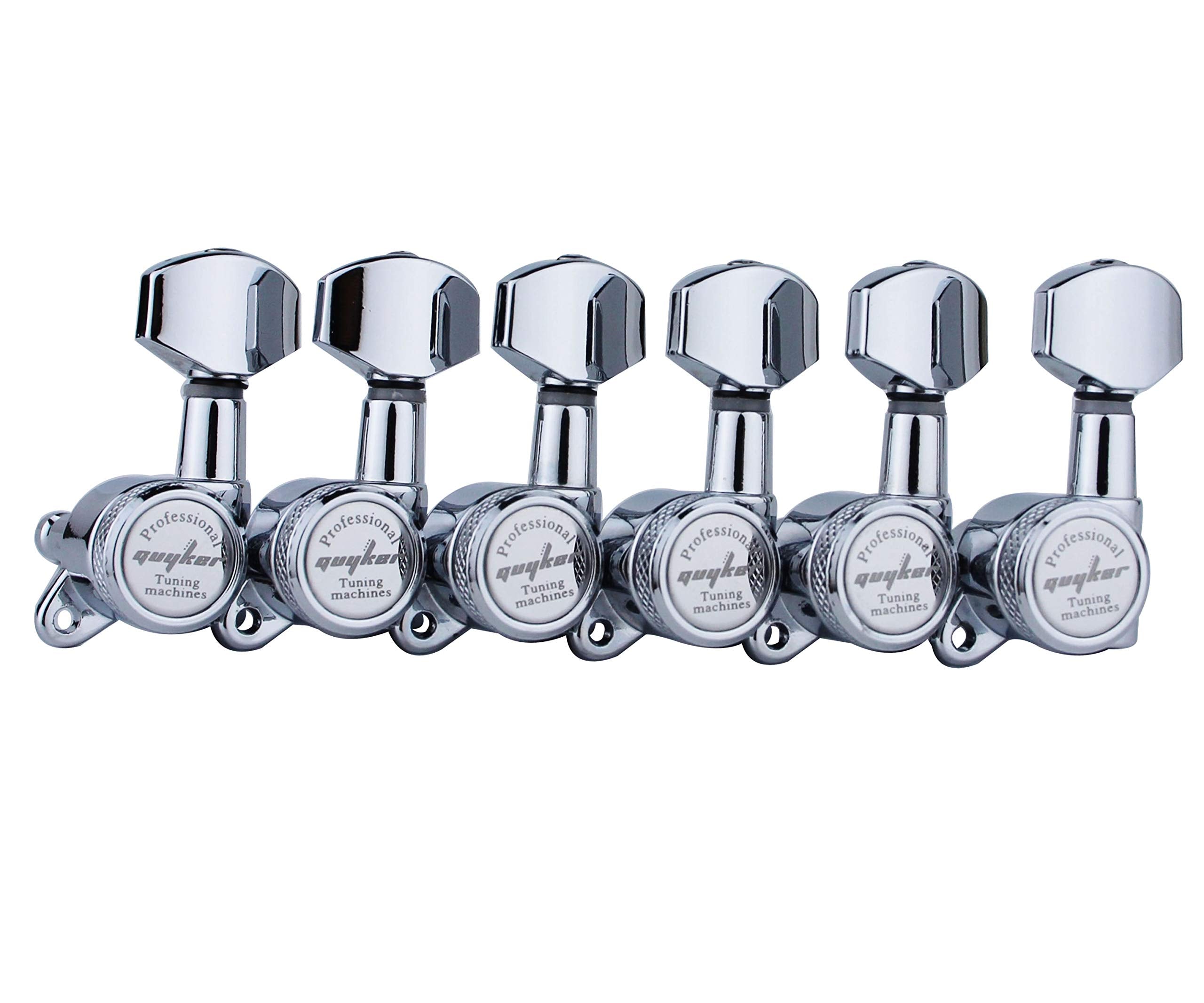 Guyker Guitar Locking Tuners (6 for Left) - 1:18 Lock String Tuning Key Pegs Machine Head with Hexagonal Handle Replacement for