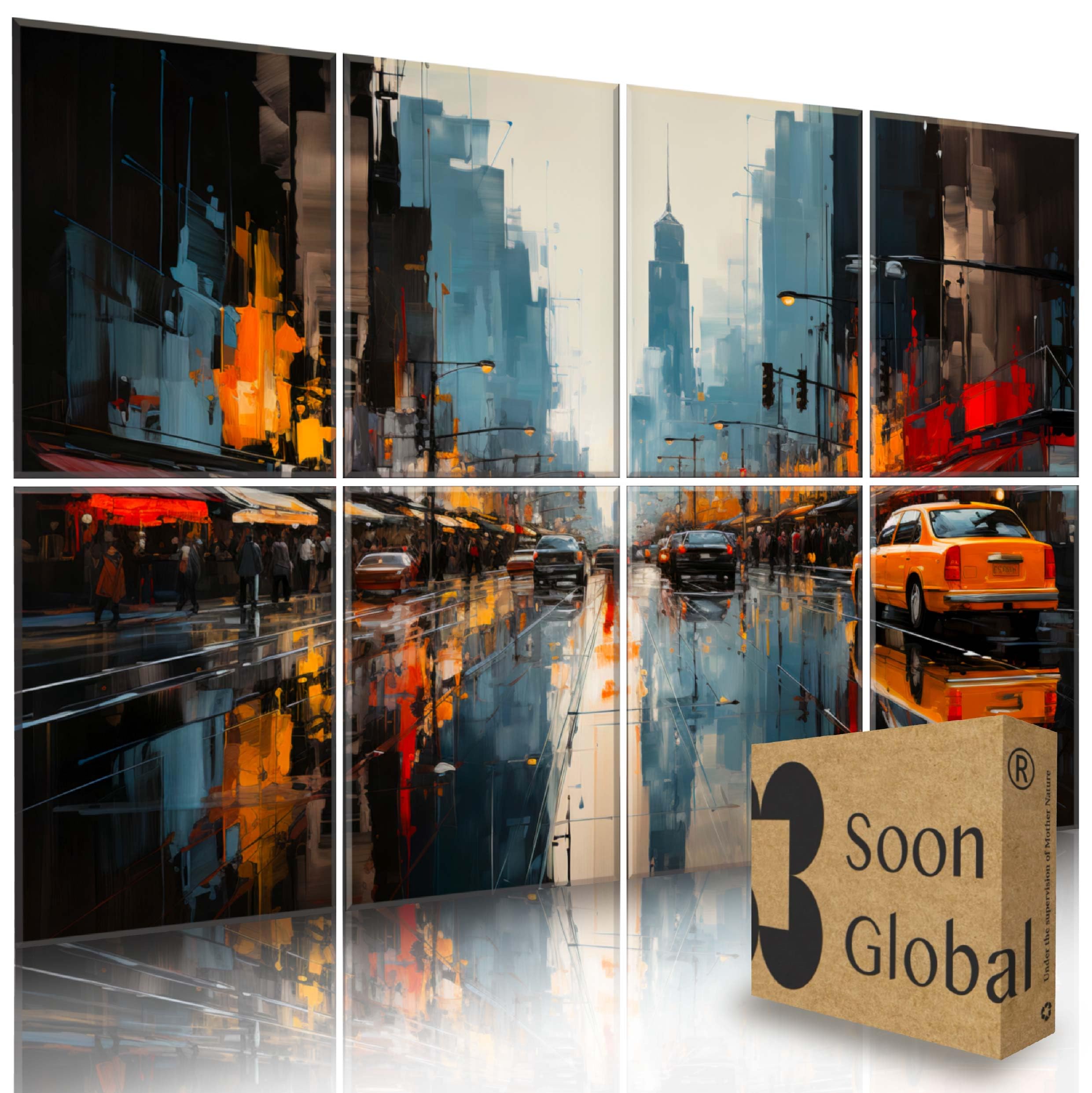 Soon Global 8-Pack Acoustic Panels, Soundproof Wall Panels, 48 X 32 Inches Sound Absorbing Panels, Decorative Acoustical Wall Pa