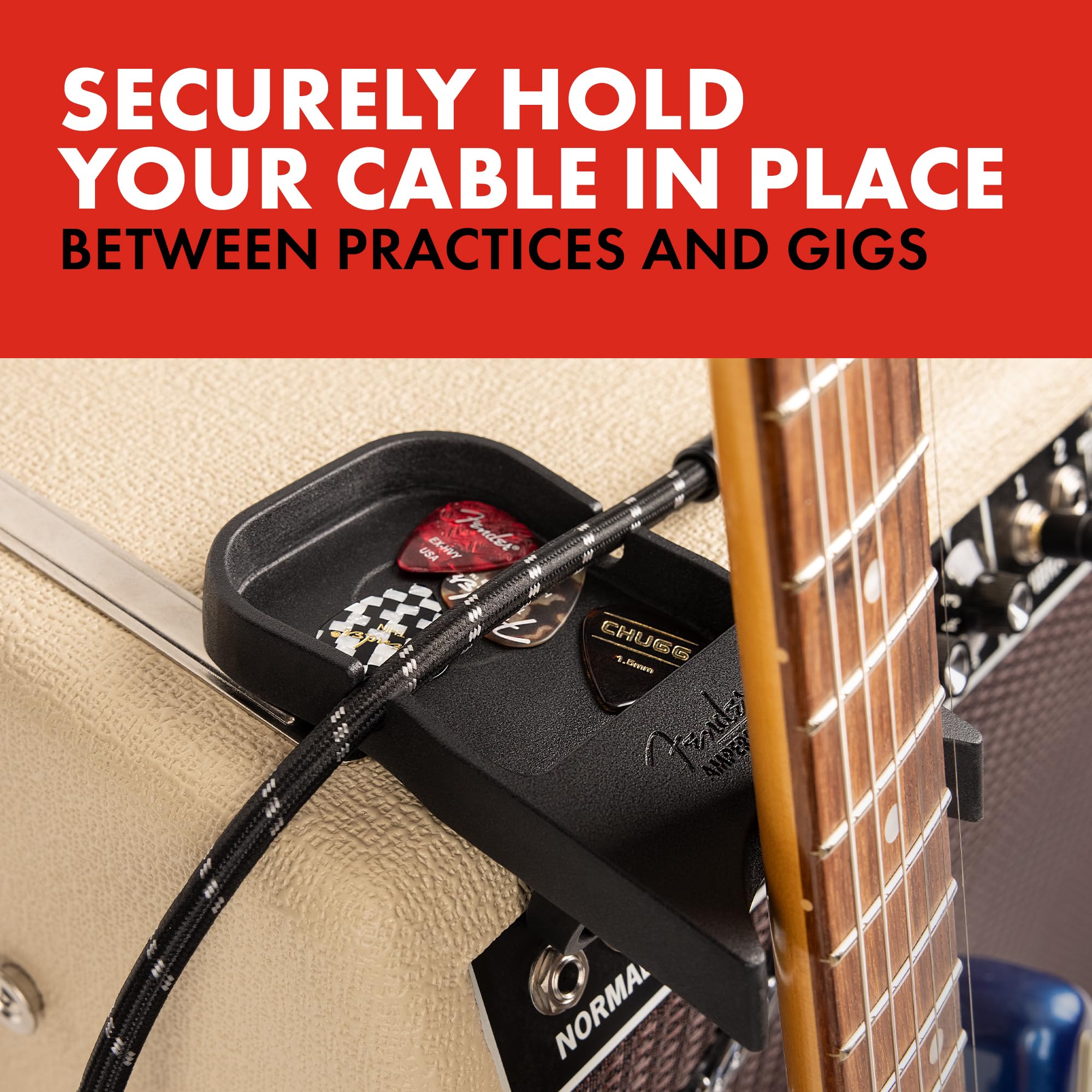 Fender Amperstand Guitar Amp Stand, Guitar Neck Rest Turns any Flat Surface into a Stand, Holds Picks, Cables, and More