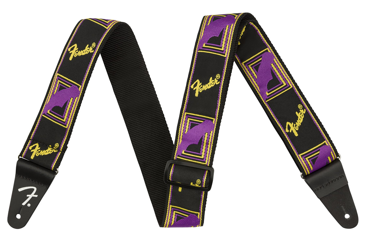 Fender Neon Monogrammed Guitar Strap, 2In, Purple/Yellow