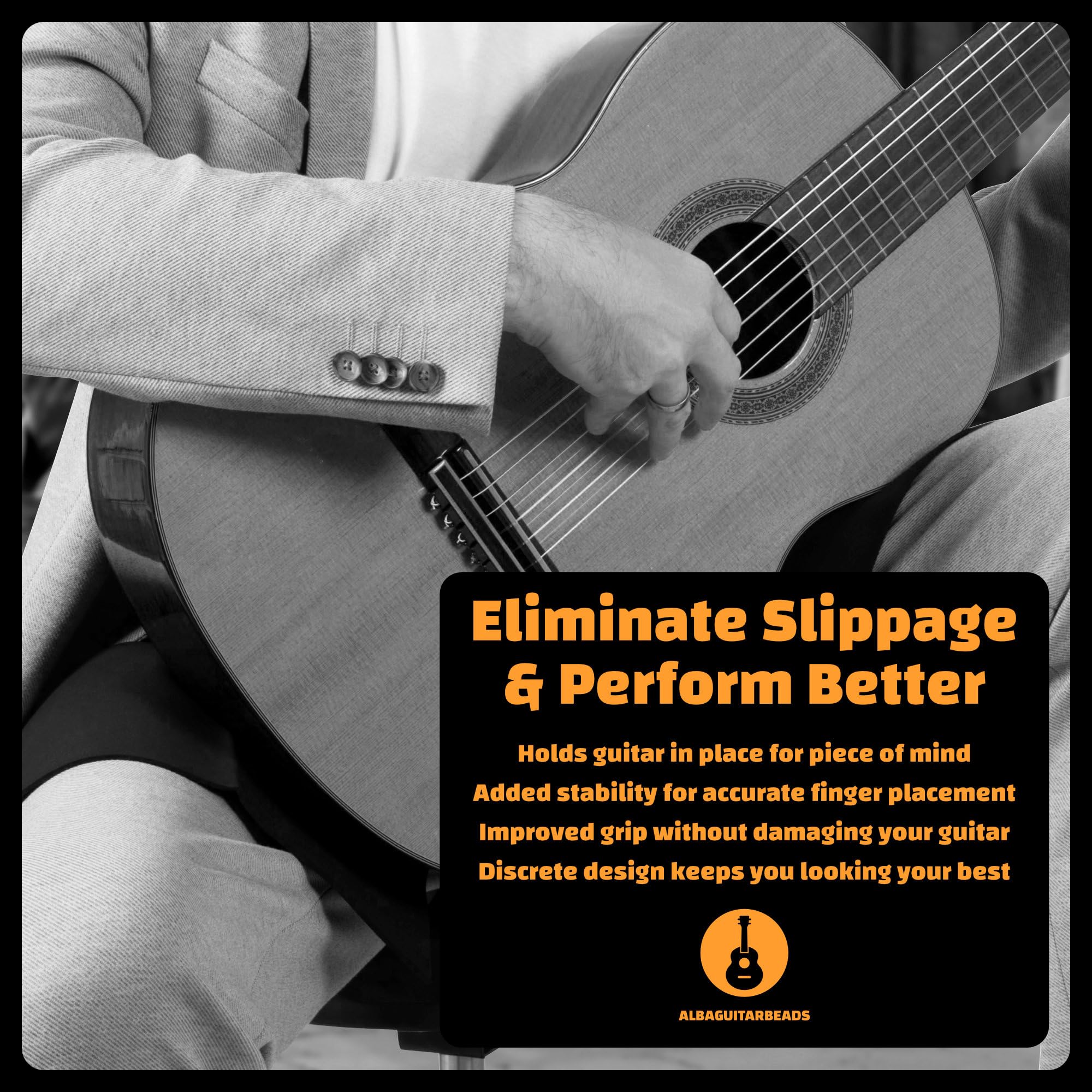 ALBA GUITAR GRASP - ANTI-SLIP BAND, Neoprene band, Non-slip, Size Large, Black