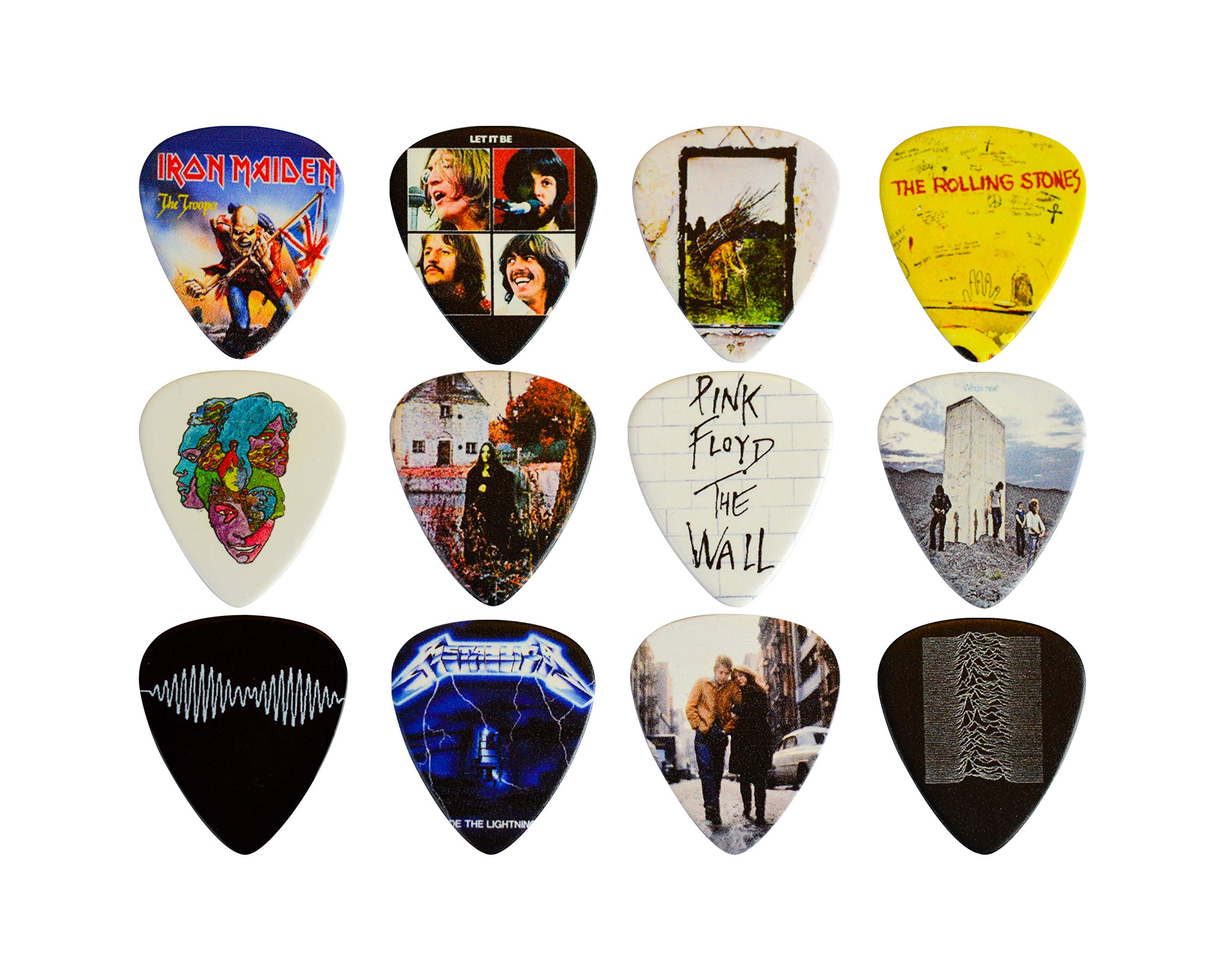 12 X Classic Albums Guitar Pick Set Guitar Plectrums For Every Guitarist Double Sided Printing Picks Sized 0.46, 0.71, 0.81, 0.8