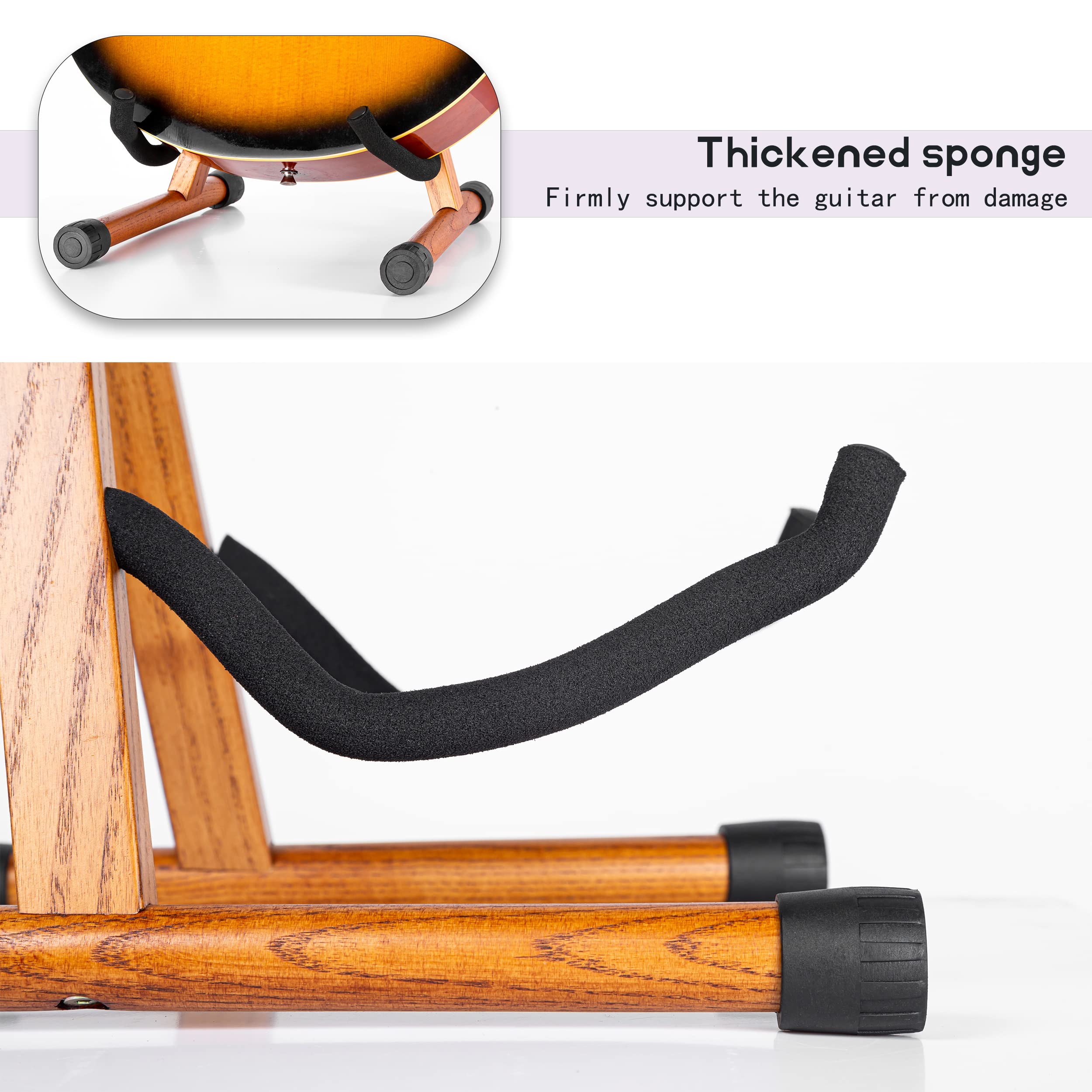 Neciuvy Guitar Stand,Wood Guitar Stand Acoustic,A-Frame Folding Acoustic Electric Guitar Stands Floor for Bass,Cello,Banjo,Mando