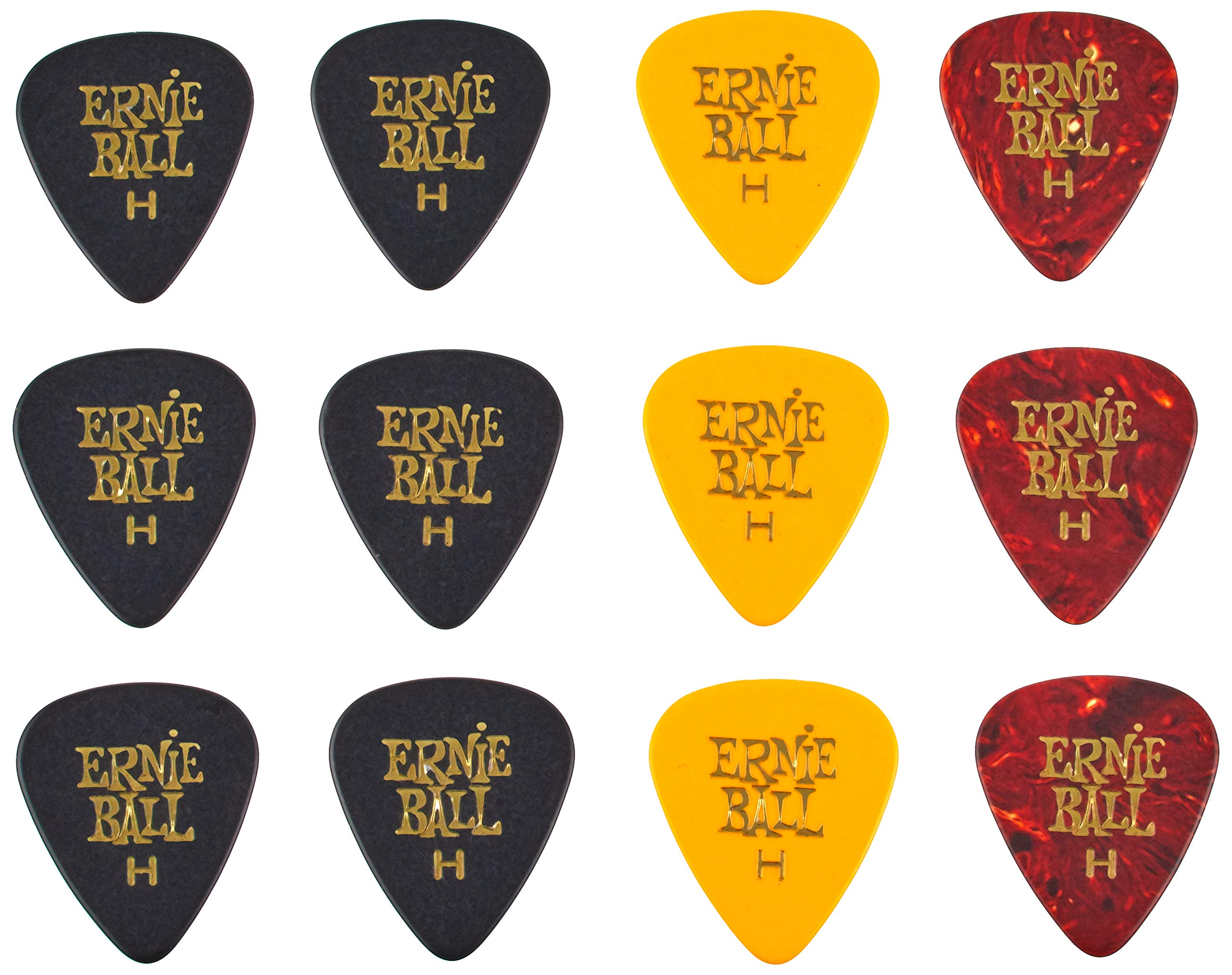 Ernie Ball Guitar Picks, Heavy, Assorted Colors, 12-pack (P09180)