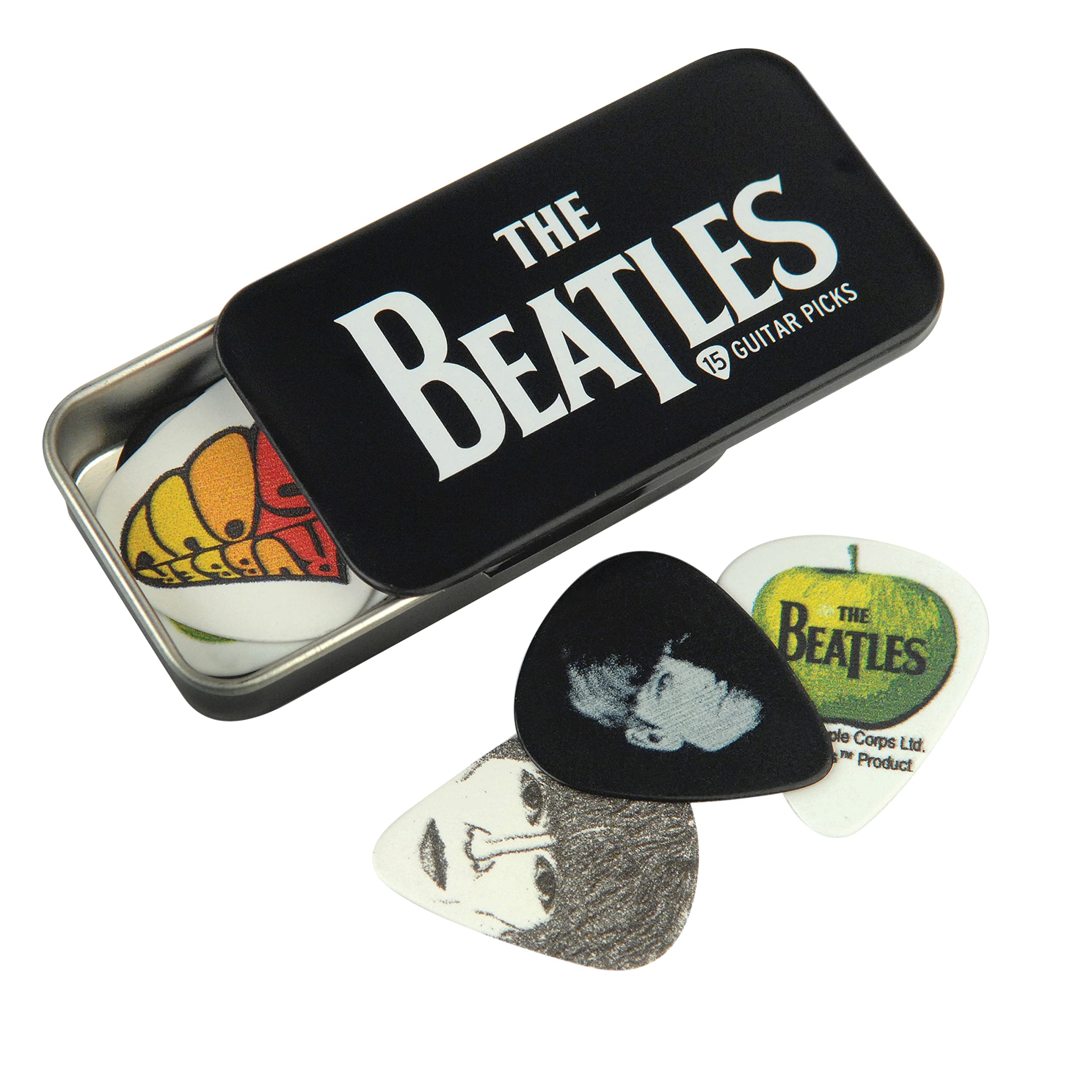 D'Addario Accessories Beatles Guitar Picks - The Beatles Collectable Guitar Picks - Picks With Tin, 15 Pack, Logo