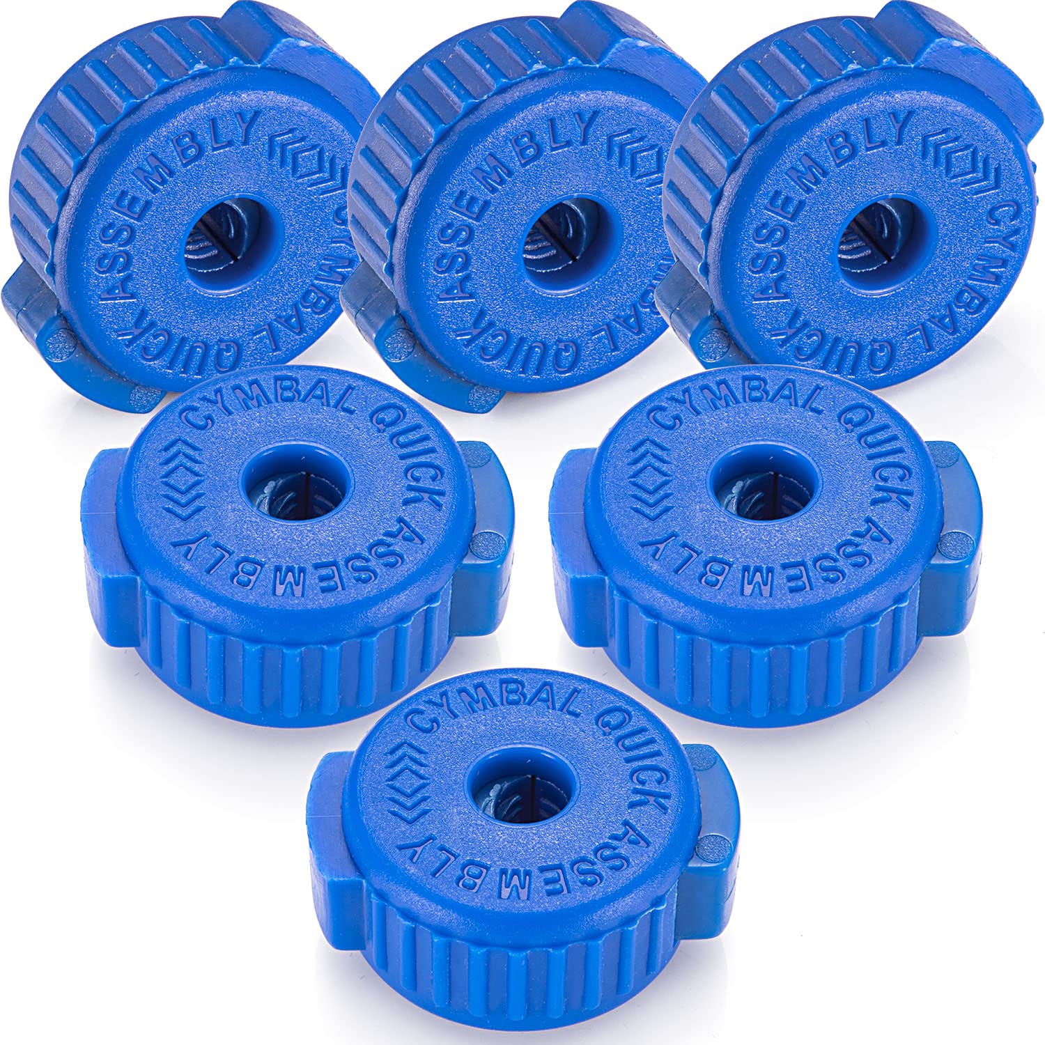 Facmogu 6PCS Blue Placstic Cymbal Mates, Quick-fit Cymbals Nut Suitable for 8mm threaded cymbal stands, Quick Release Clamp Nut 