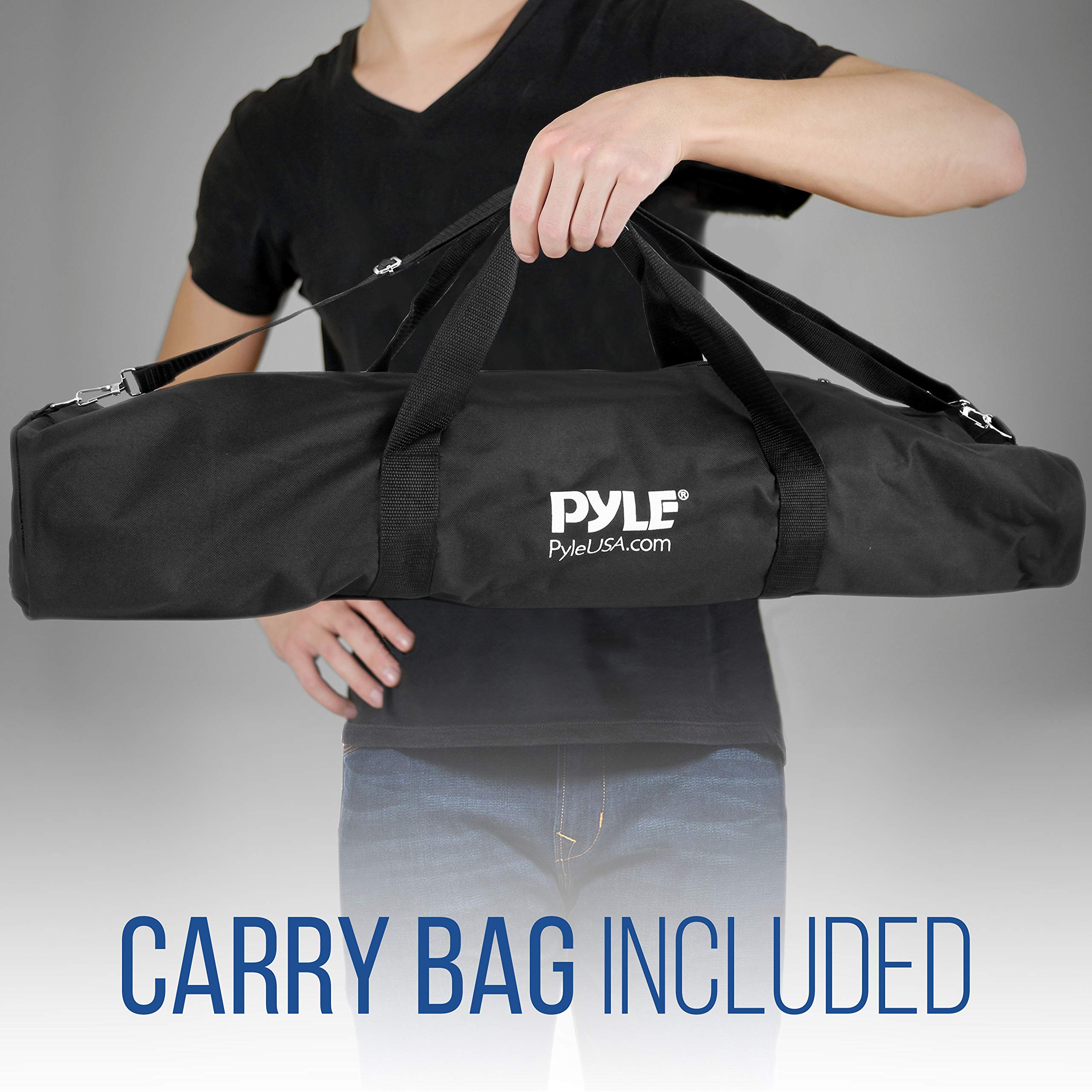 Pyle Universal Adjustable Tripod Microphone Stand - Pair of Heavy Duty Lightweight Professional Compact Extendable Stage Studio