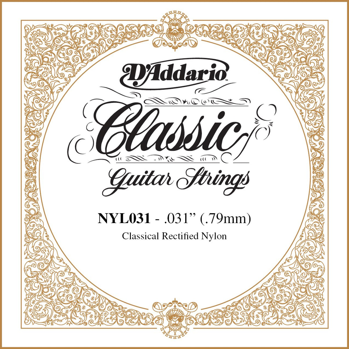 D'Addario Nyl031 Rectified Nylon Classical Guitar Single String,.031