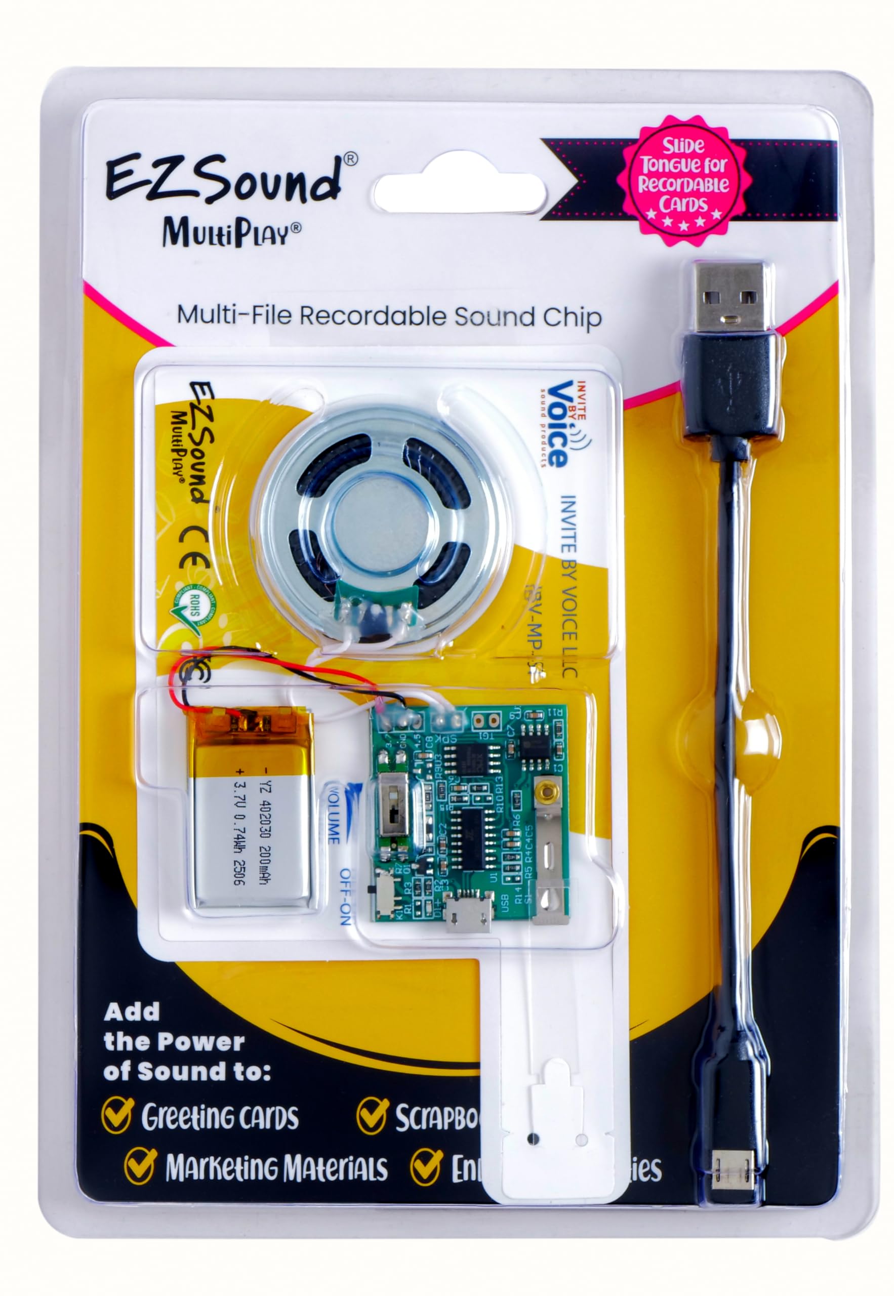 MultiPlay Re-recordable Sound Chip for Custom Greeting Cards | Sound Module Plays Multiple Recordings | Add the Power of Sound t