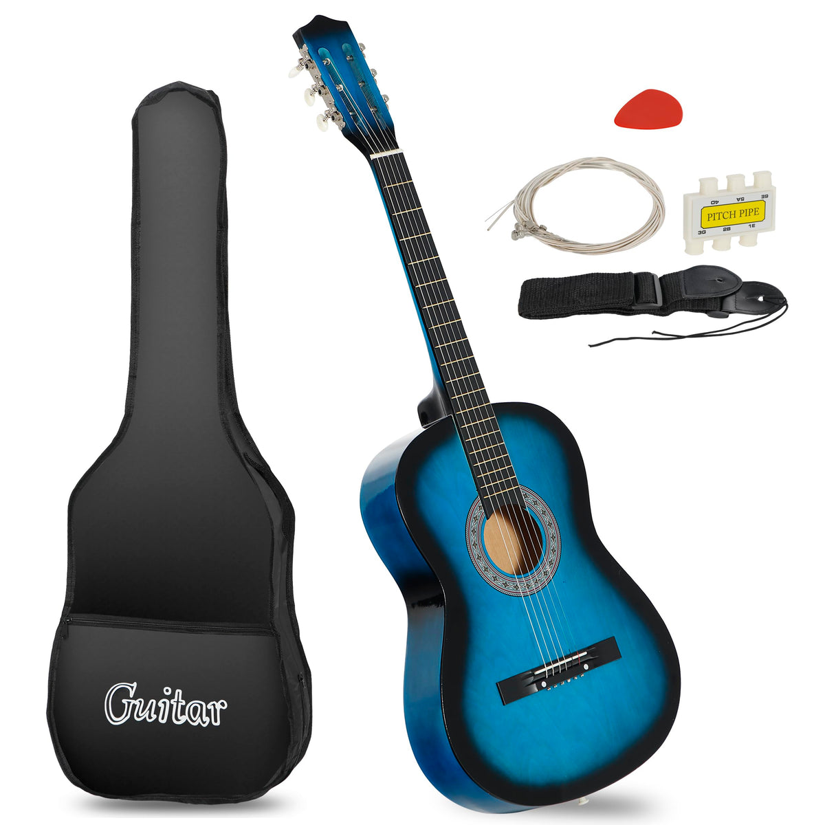 Smartxchoices 6 String 38'' Acoustic Guitar W/Gig Bag Strap Pitch Pipe Extra Strings Set Pick For Kids Beginners Starter Youths