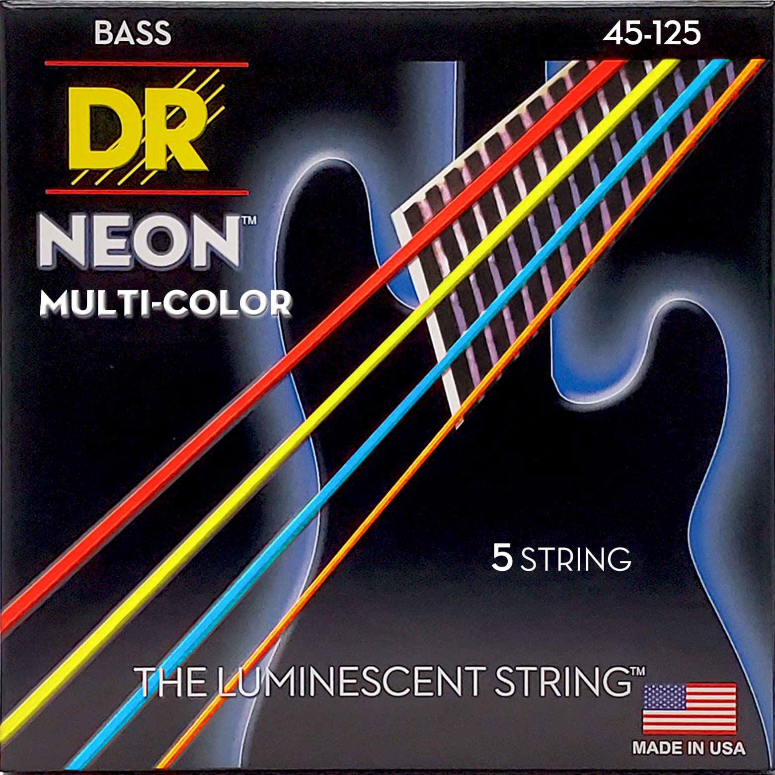 Dr Strings Hi-Def Neon Bass Guitar Strings (Nmcb5-45),Black