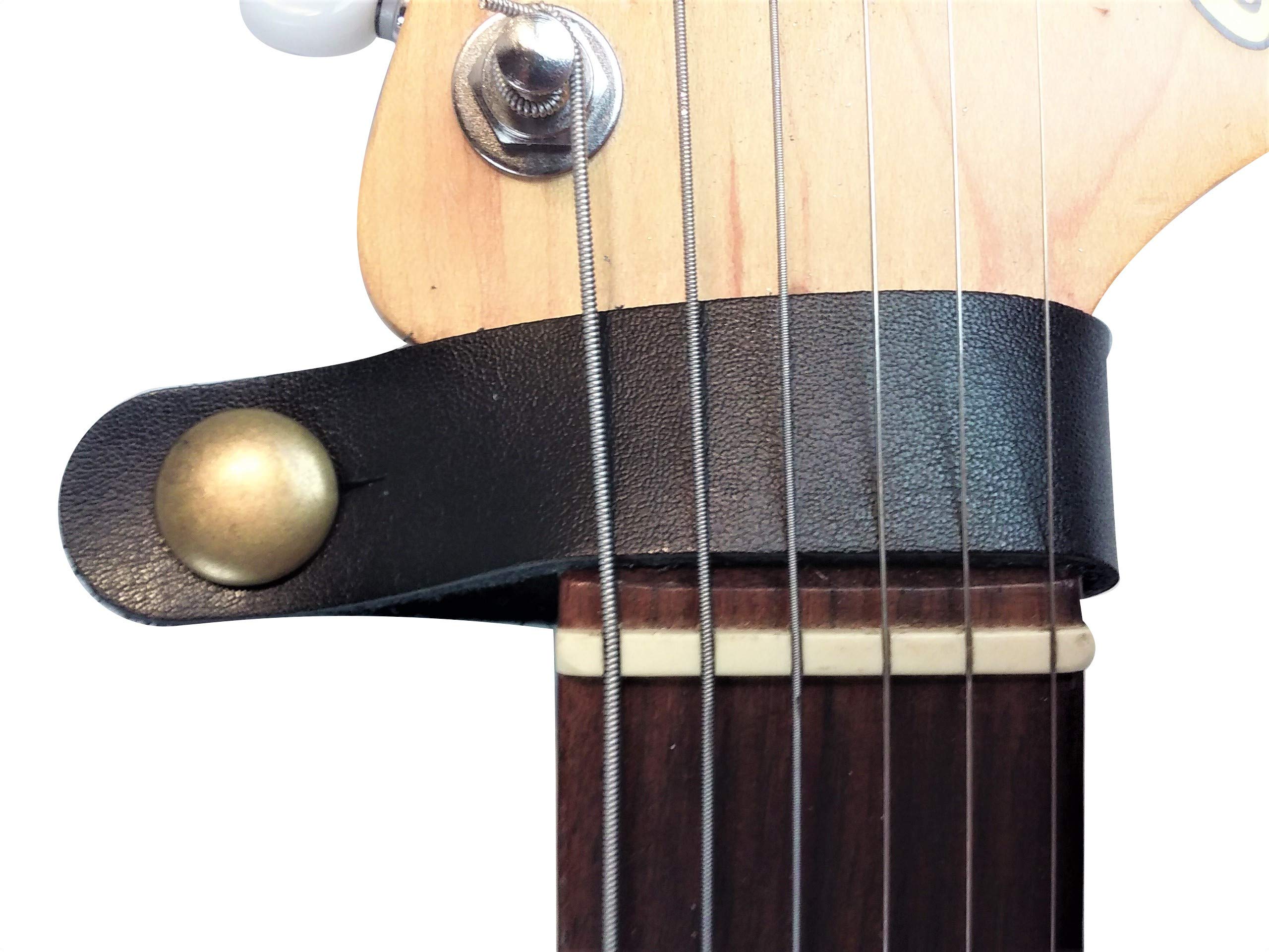 Genuine Leather Guitar Strap Hook Button For Acoustic/Folk/Guitar (Black)